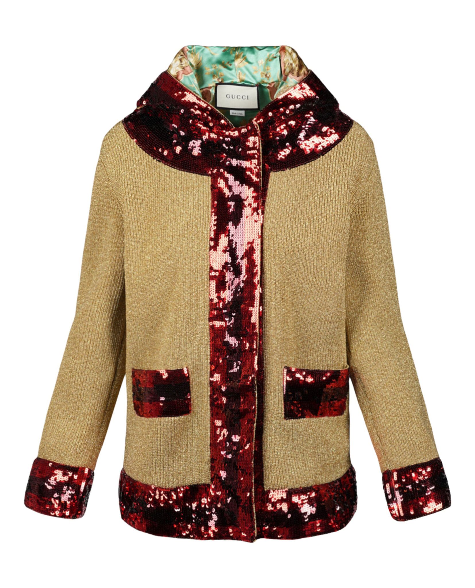 Gucci Womens Sequin Lurex Jacket – Gold – Size Large