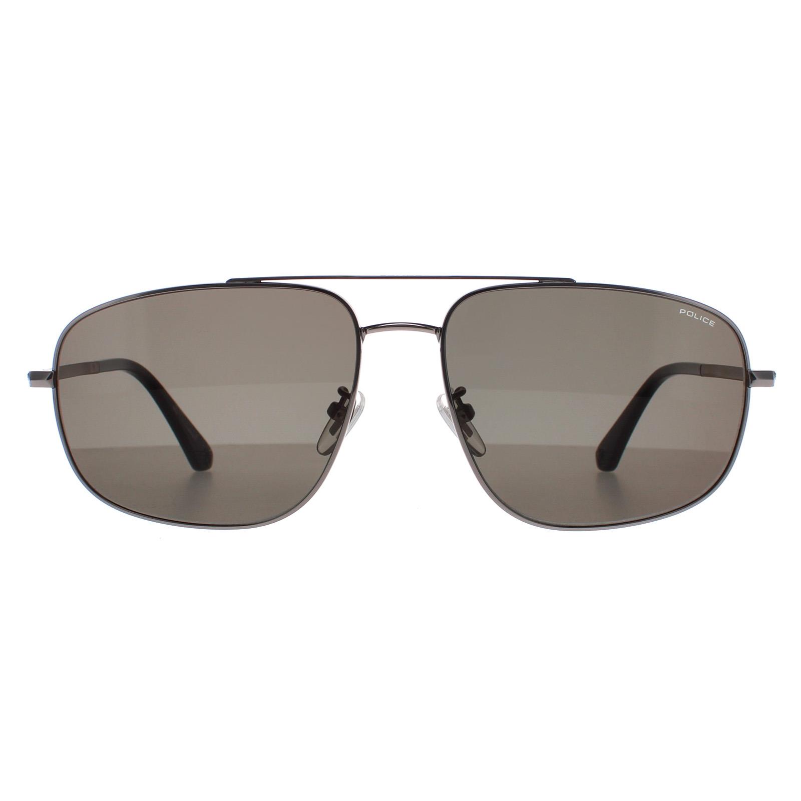 Thumbnail - Police Aviator Herren Glänzend Ruthenium Grau Grün SPLE04 Roadie 2