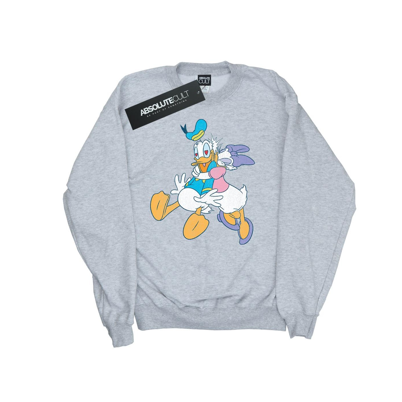 Thumbnail - Disney - "Donald And Daisy Duck Kiss" Sweatshirt für Damen (Grau)