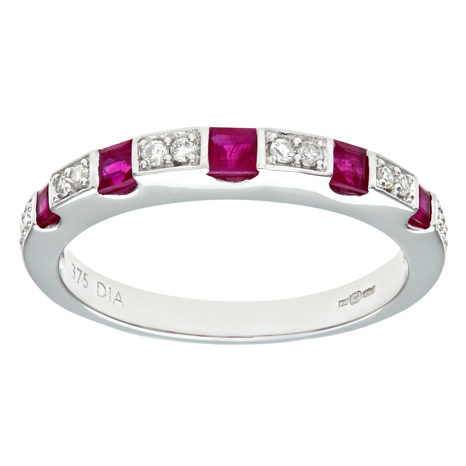 Diamant L’Eternel Womens Ladies 9ct White Gold Diamond and Ruby Eternity Ring – Size K