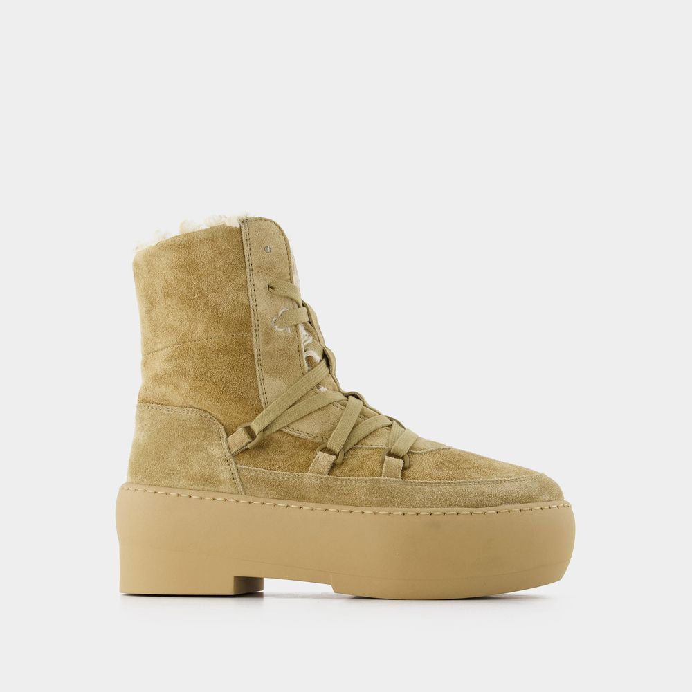 Chunky Sole snörstövlar i beige läder