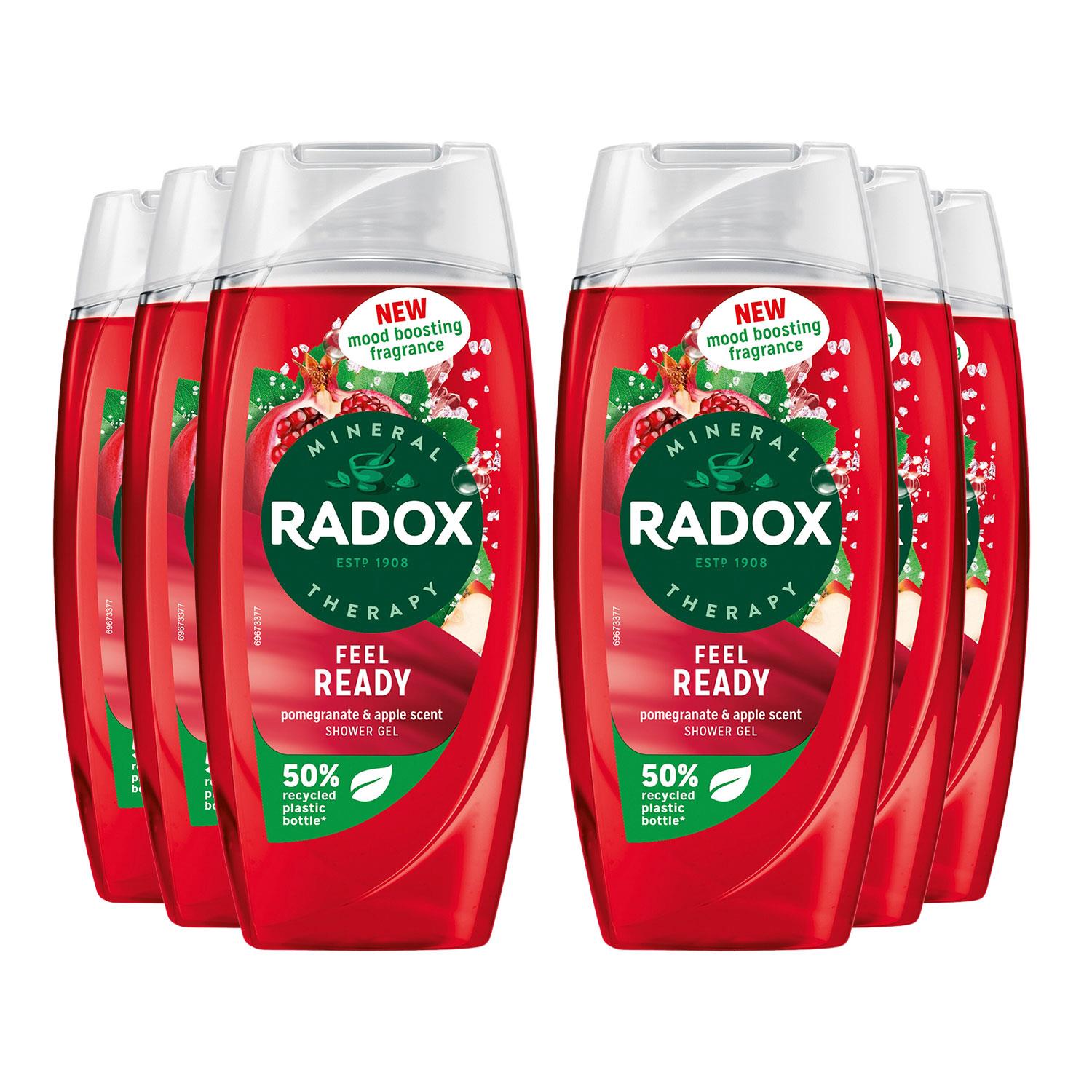 Radox Womens Mineral Therapy Shower Gel Feel Ready w/ Pomegranate&apple Scent, 225ml, 6 Pack - One Size
