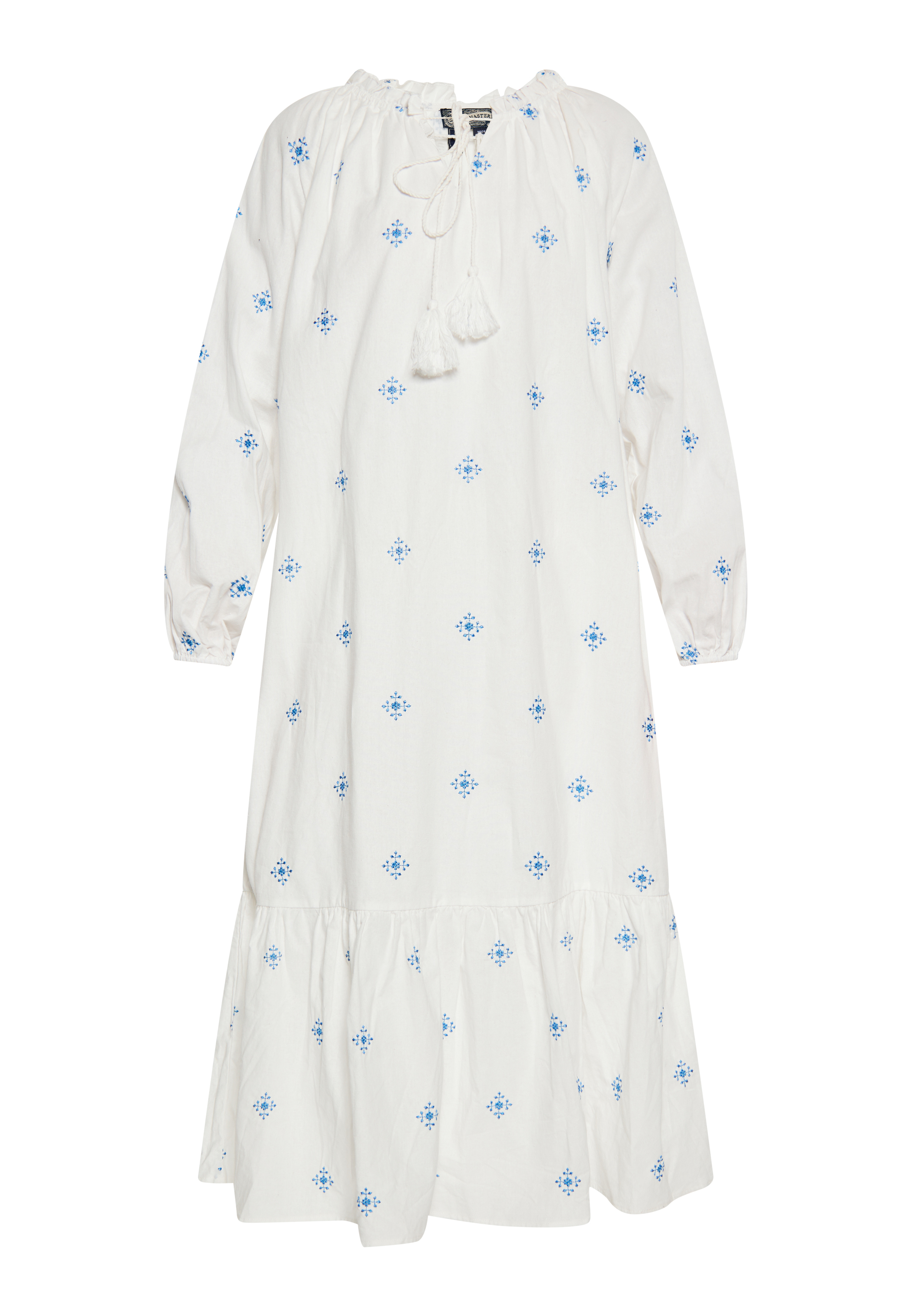 Dreimaster Jurk Dames Wol Wit Blauw