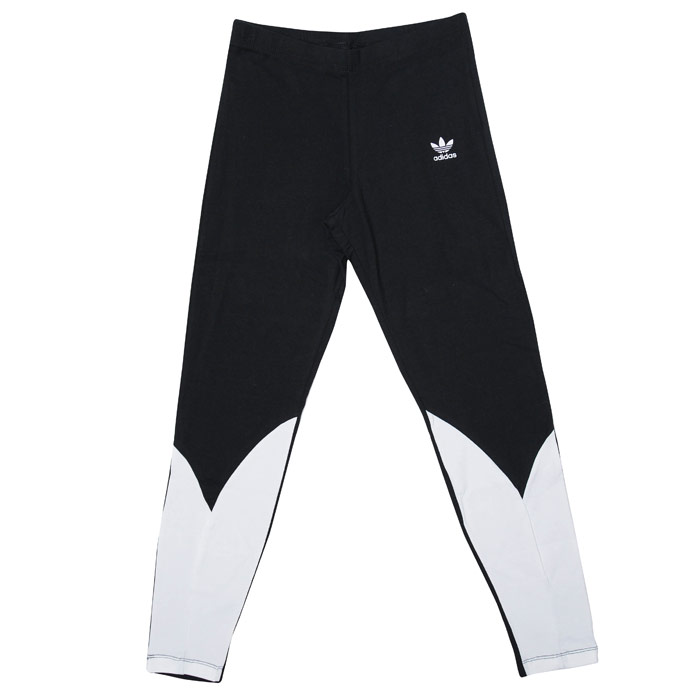 Girl's adidas Originals Junior Large Trefoil Leggings in Black-White