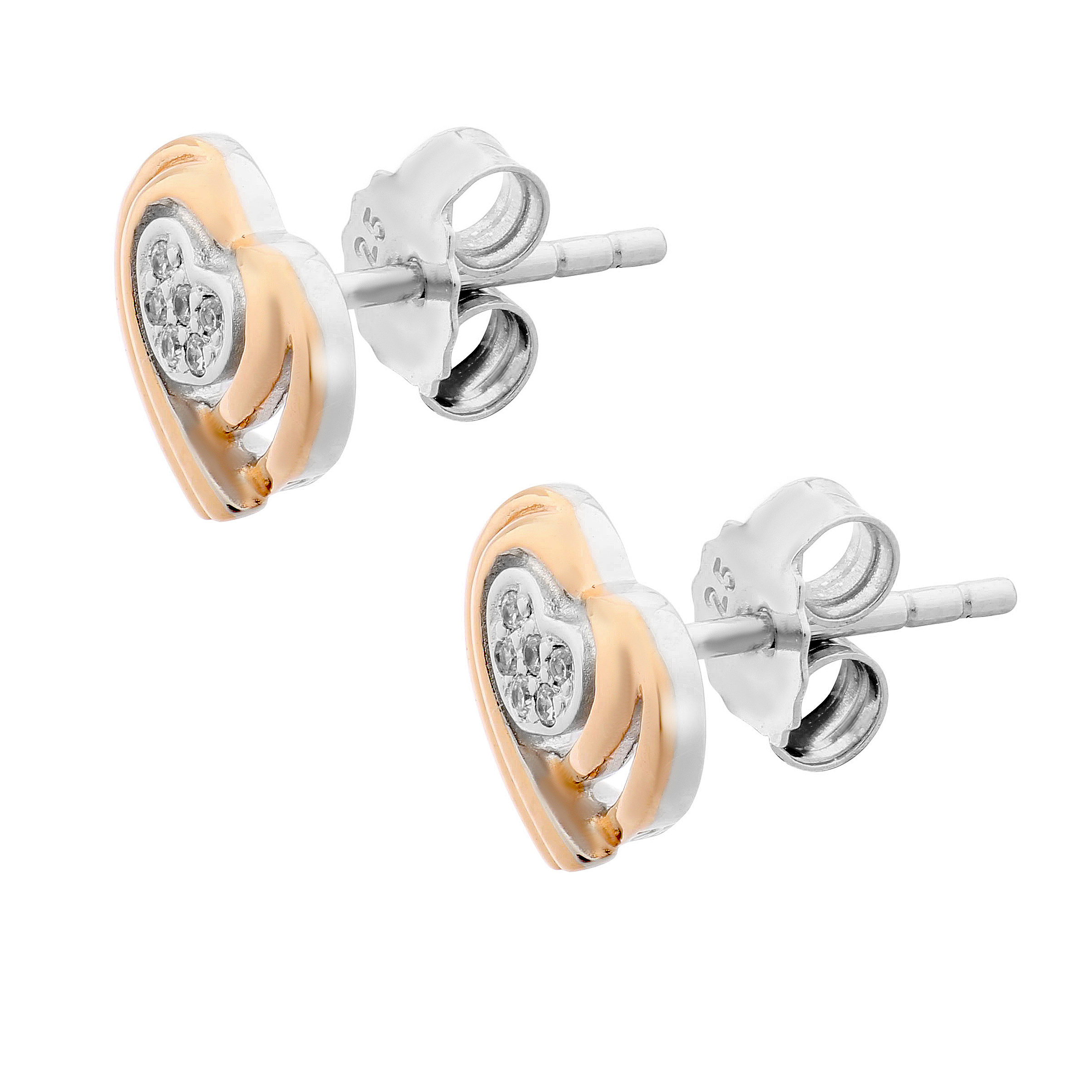 Thumbnail - Orphelia 'Anni' Ohrstecker aus 925er Sterlingsilber für Damen – Silber/Rosé zo-7368 RG