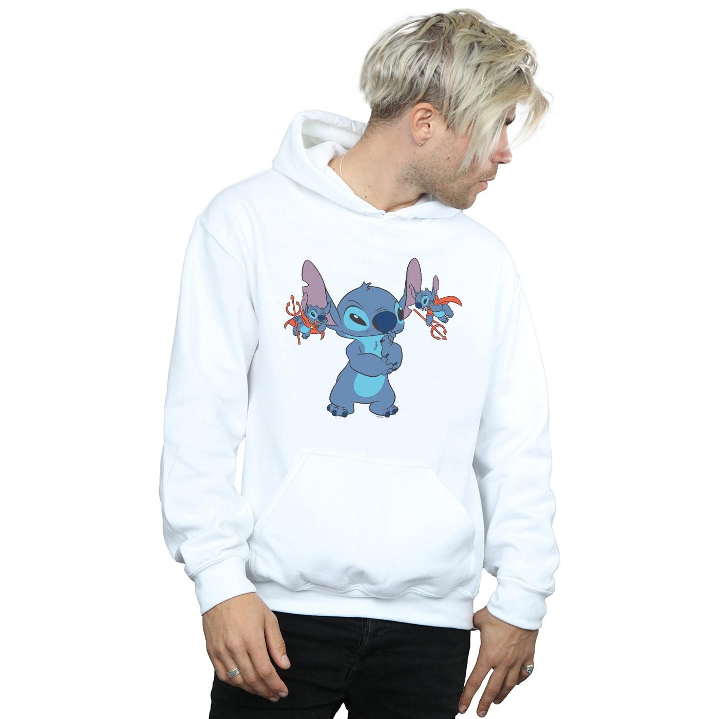 Disney Mens Lilo And Stitch Little Devils Hoodie (White) herr – bild 2