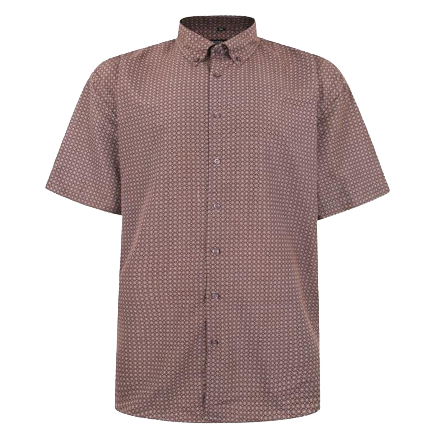 Fitzgerald London Mens Short Sleeve Shirt Plus Size with Trendy Sandy Circles Design - Brown - Size 5XL