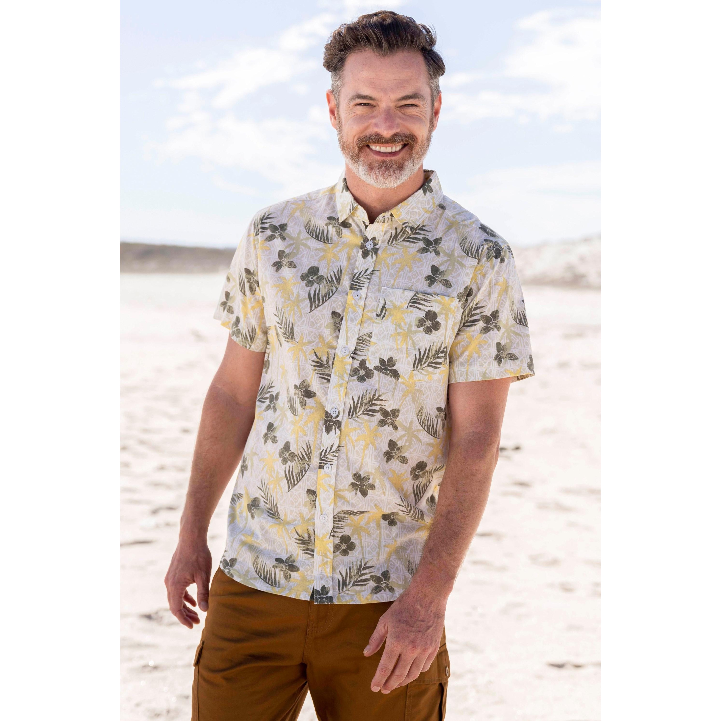 Mens Tropical Kortärmad Skjorta (Khaki)