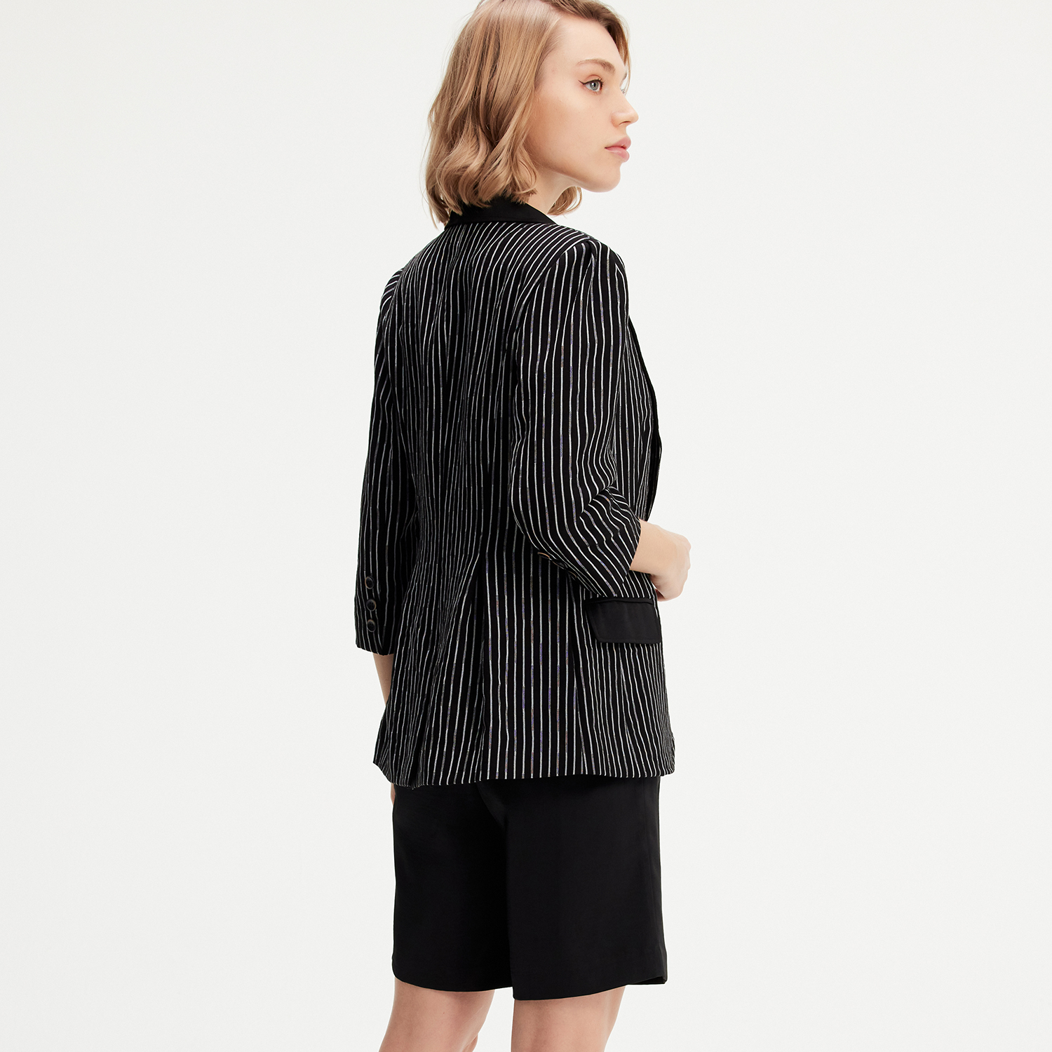 Smart & Joy Bi-material randig jacka dam – bild 2