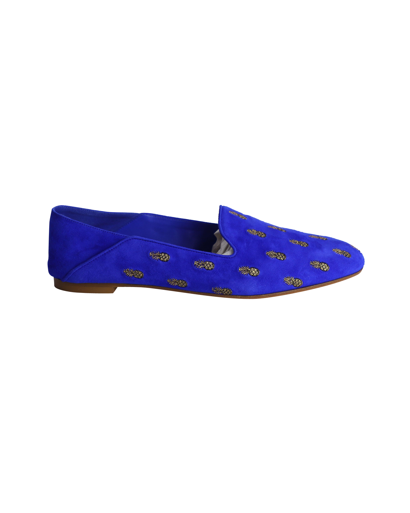 Aquazzura Ananas Slippers in Blauwe Suède