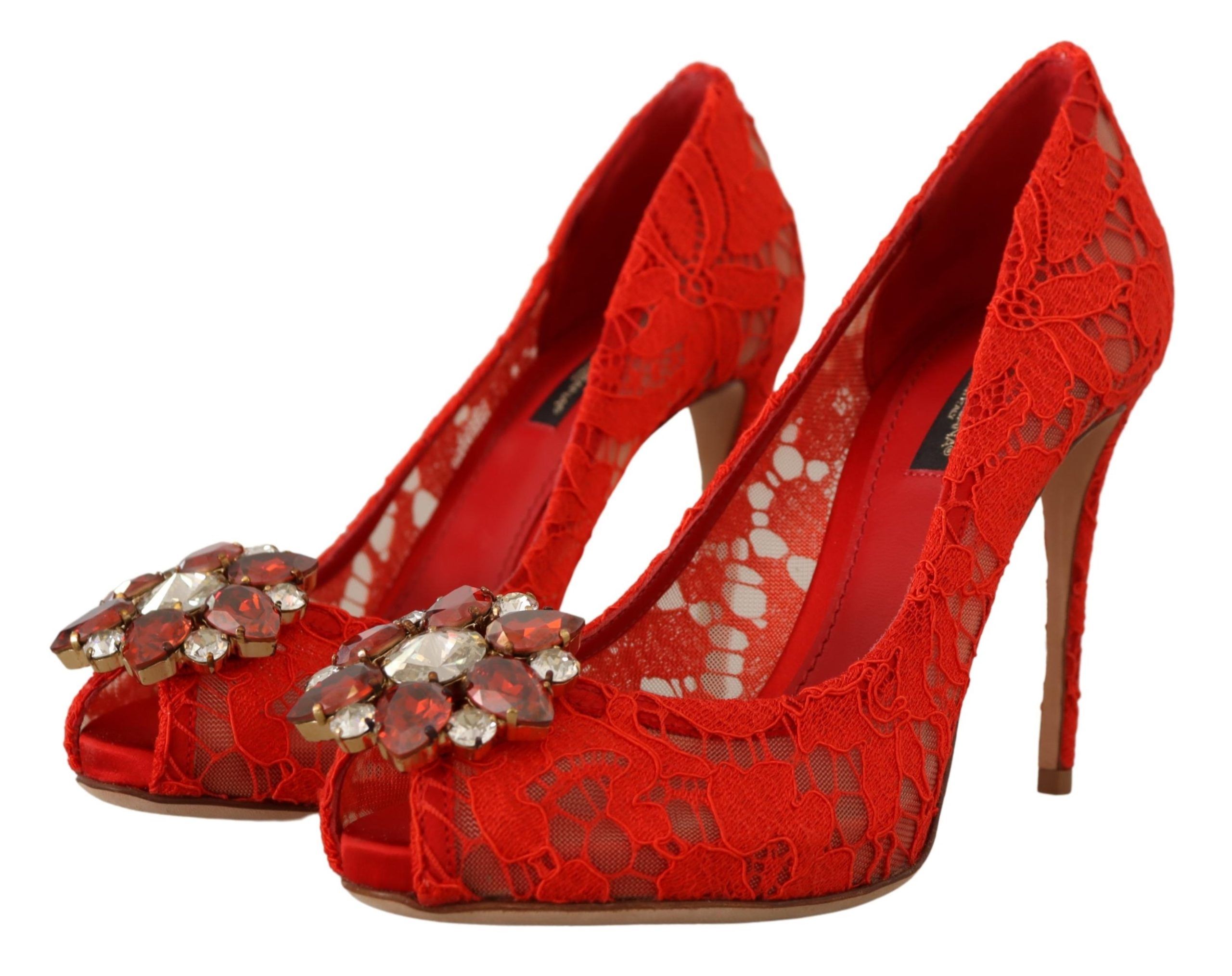 Dolce&Gabbana Taormina Spets Kristallklackar Dam Pumpar pumps – bild 2