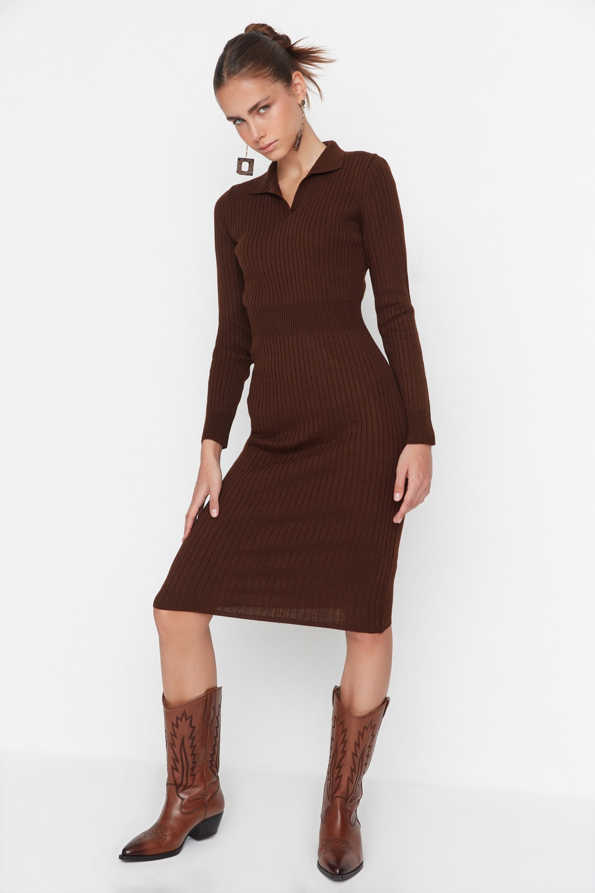 Kvinnors Polokrage Bodycon Midi Klänning