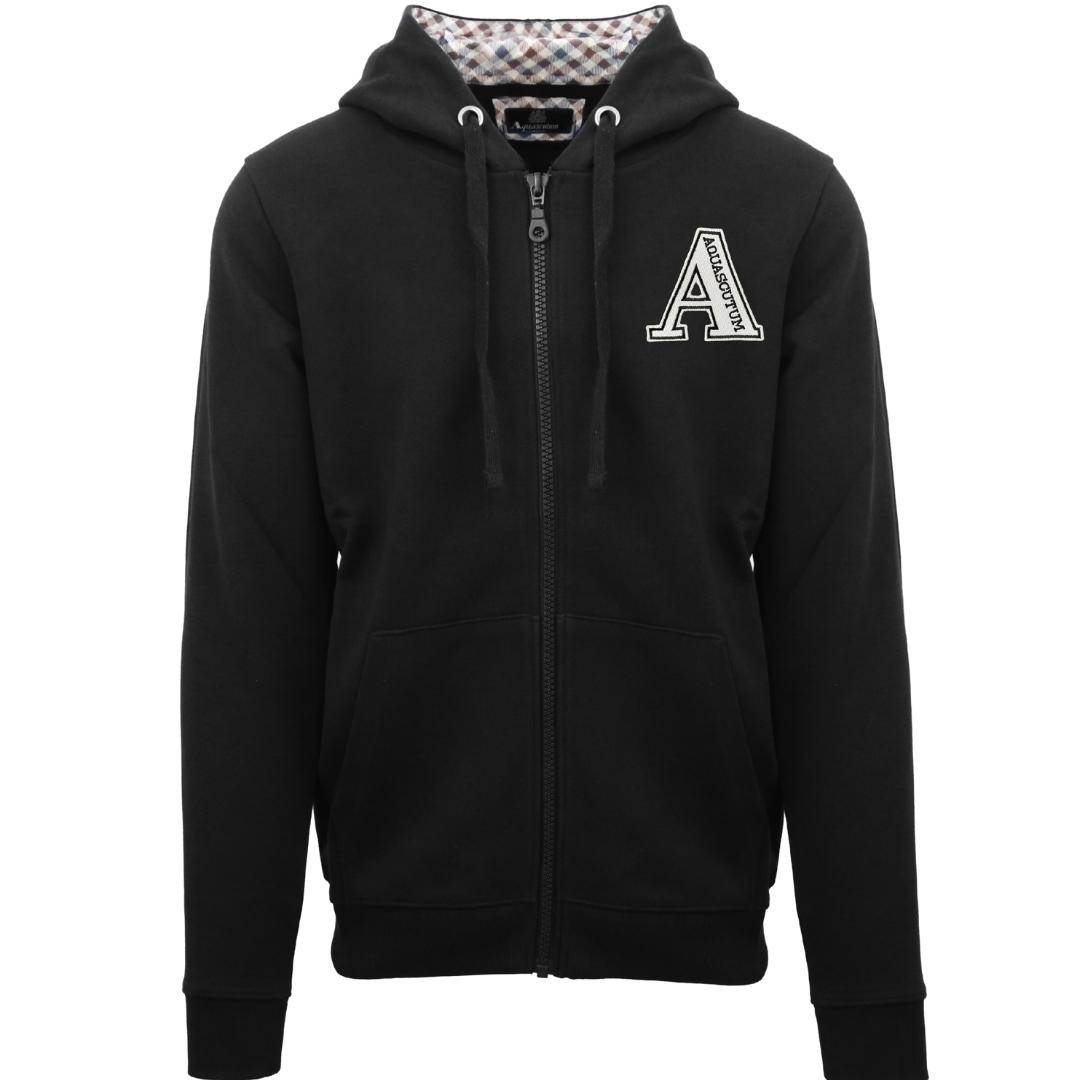 Thumbnail - Aquascutum Classic Large A Logo Schwarz Zip-Up Hoodie