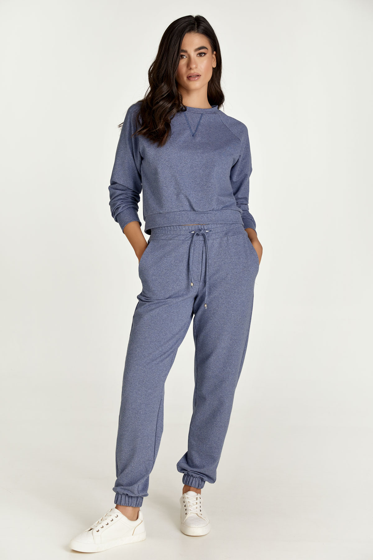 Conquista Indigo Mélange Sweatpants med full längd mjukisbyxor dam – bild 2