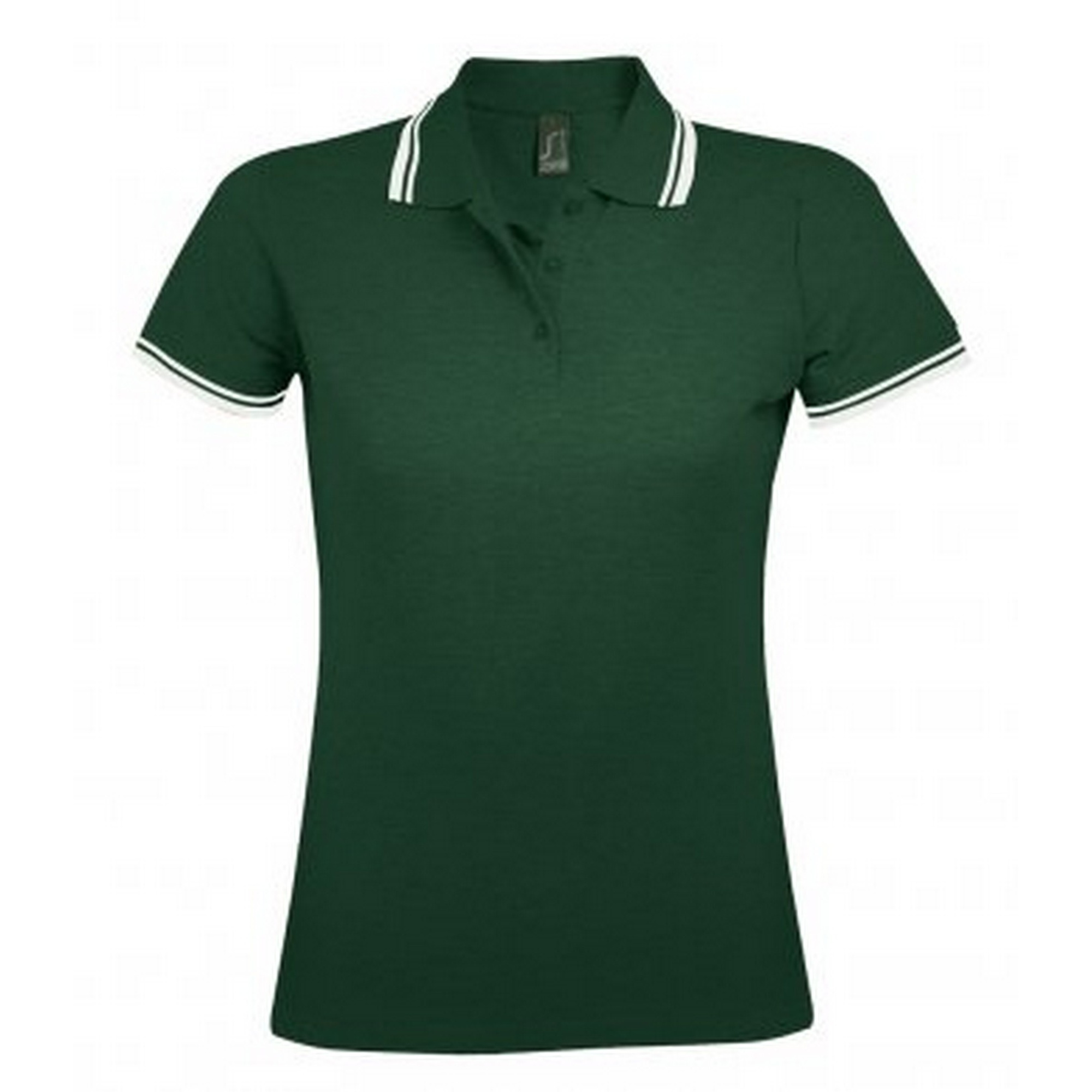 Thumbnail - SOLS Womens/Ladies Pasadena Tipped Short Sleeve Pique Polo Shirt (Wald/Weiß)