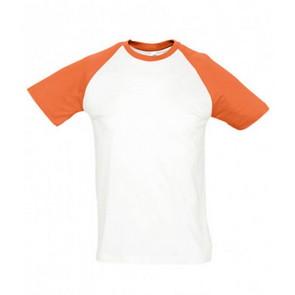 Thumbnail - SOLS Herren Funky Contrast Short Sleeve T-Shirt (Weiß/Orange)
