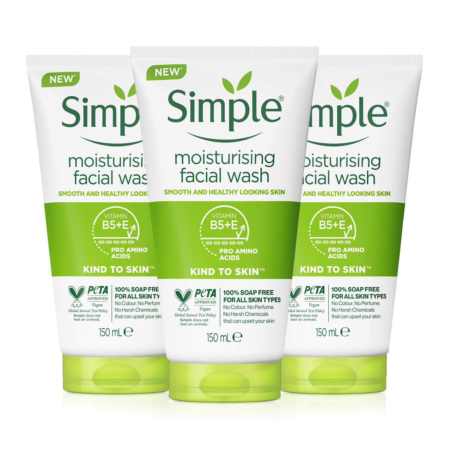 Simple Kind to Skin Moisturizing Face Wash, 150ml, 3 Pack - NA - One Size