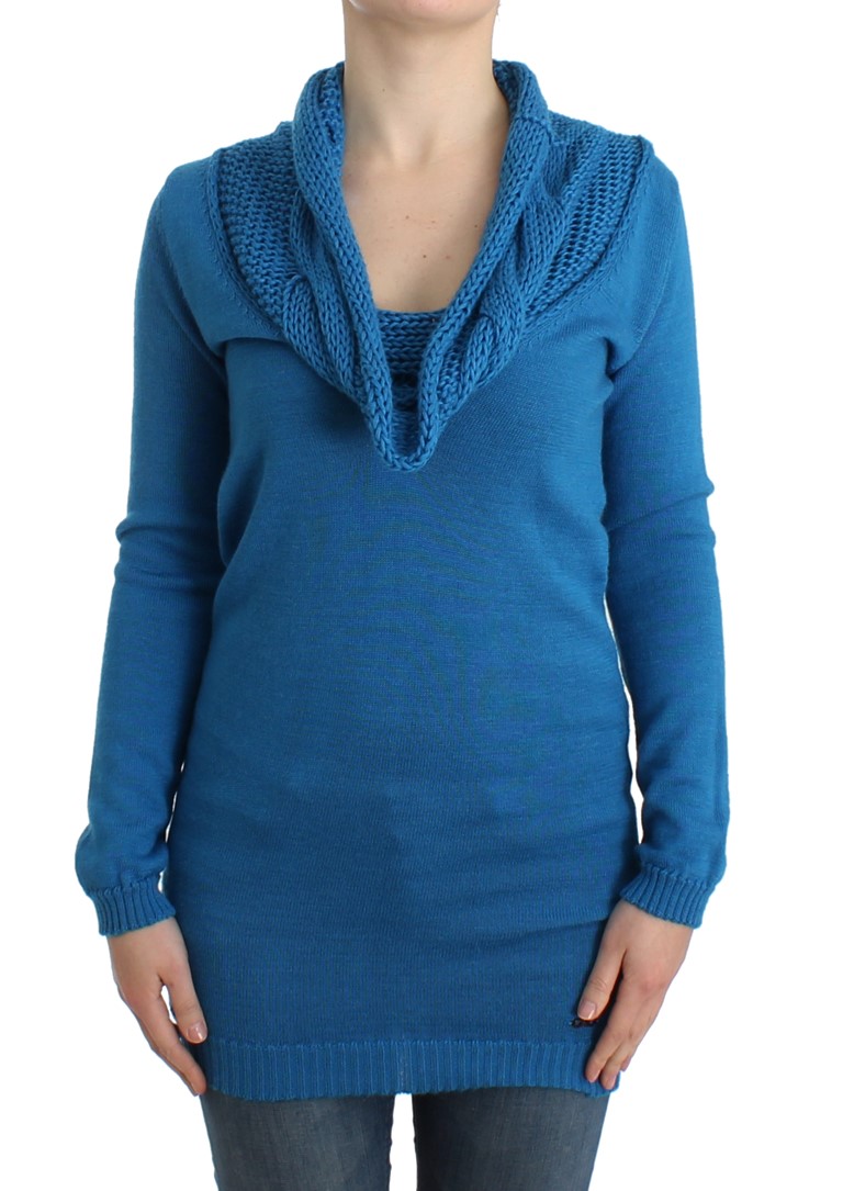 Thumbnail - Costume National Pull à encolure dégagée en tricot bleu pour femmes