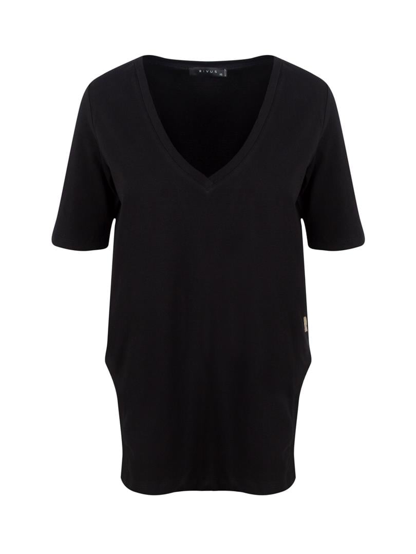 Thumbnail - V-Ausschnitt Vorne Hinten Lang Basic T-Shirt