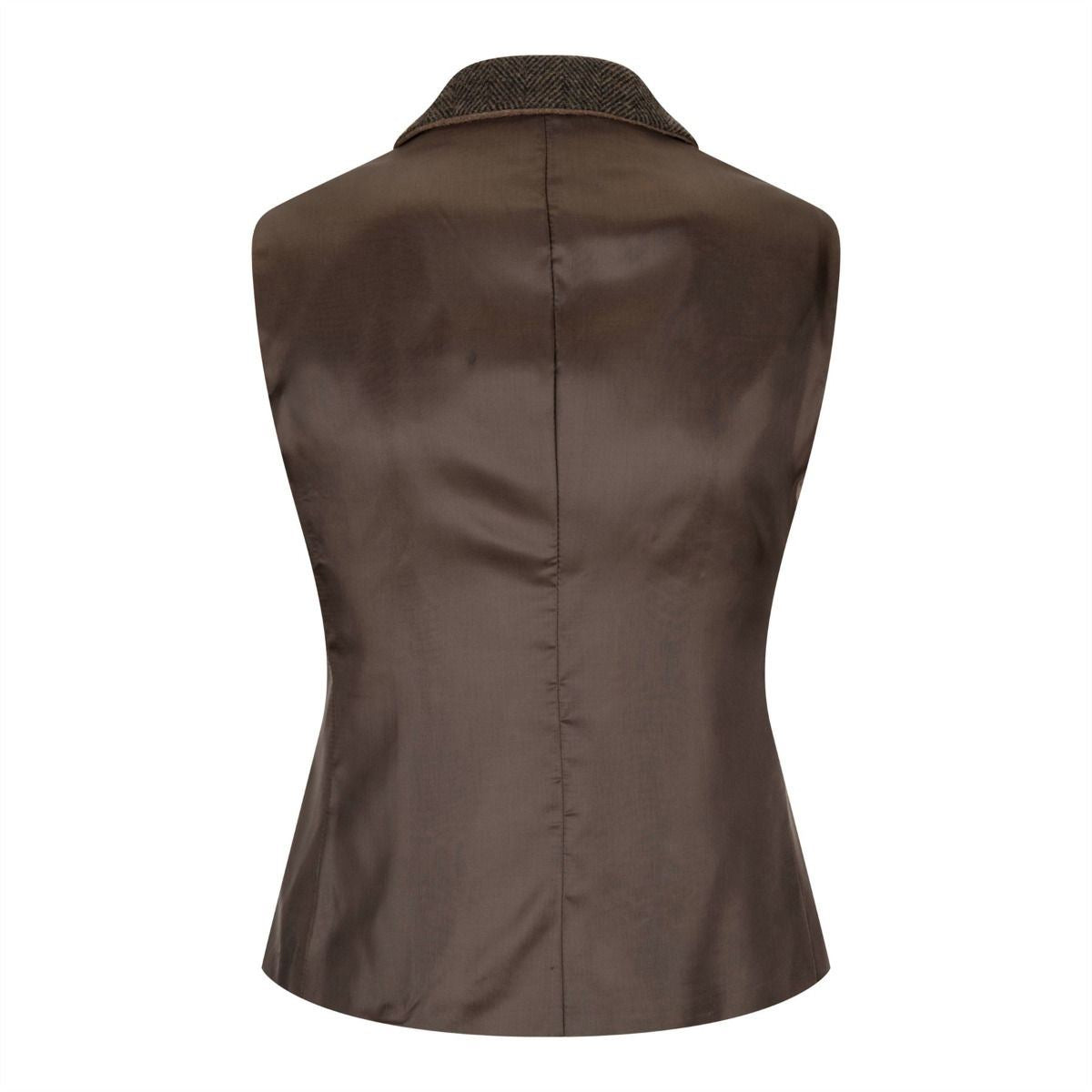 TruClothing Dam Tweed 1920-tal Fiskbensmönstrad Brun väst – bild 2