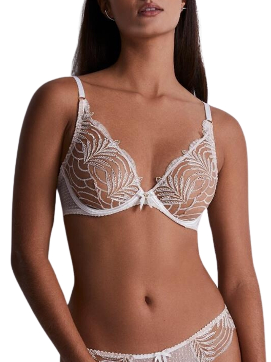 Aubade Womens Hypnolove Triangle Plunge Bra – White Polyamide – Size 38C