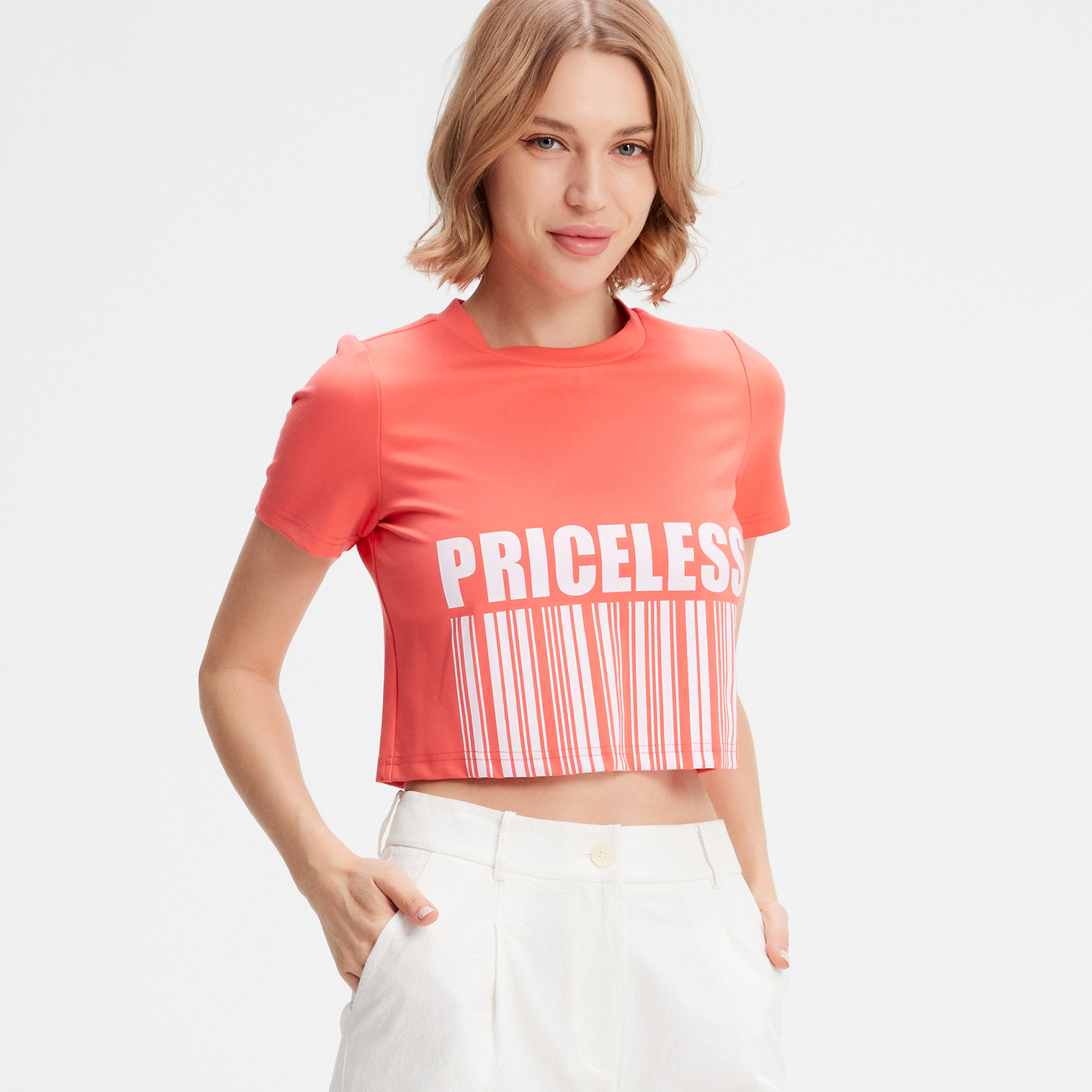 Smart & Joy Crop t-shirt med Typo-tryck dam – bild 2