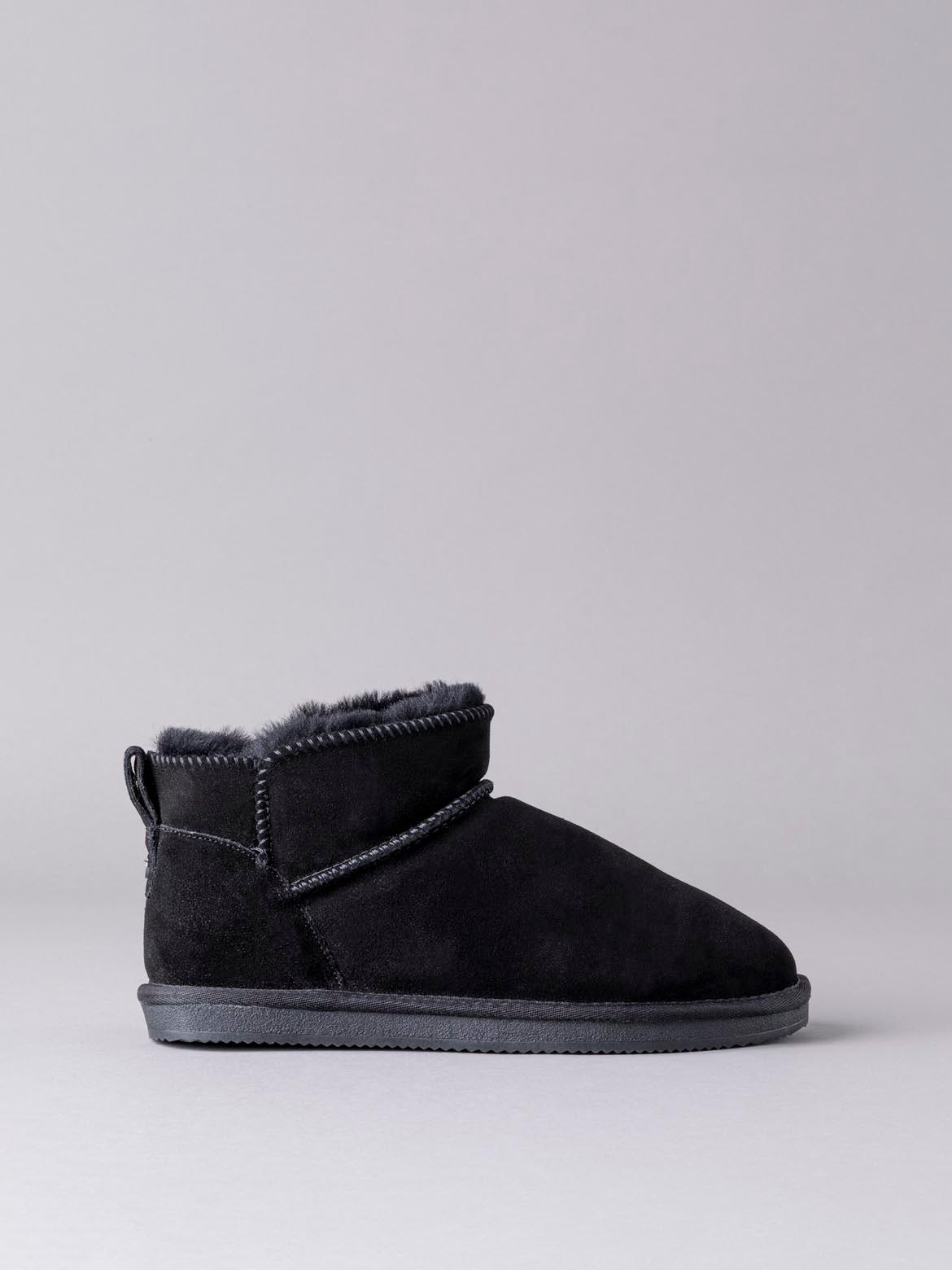 Ladies' Sheepskin Mini Boot Slippers in Black