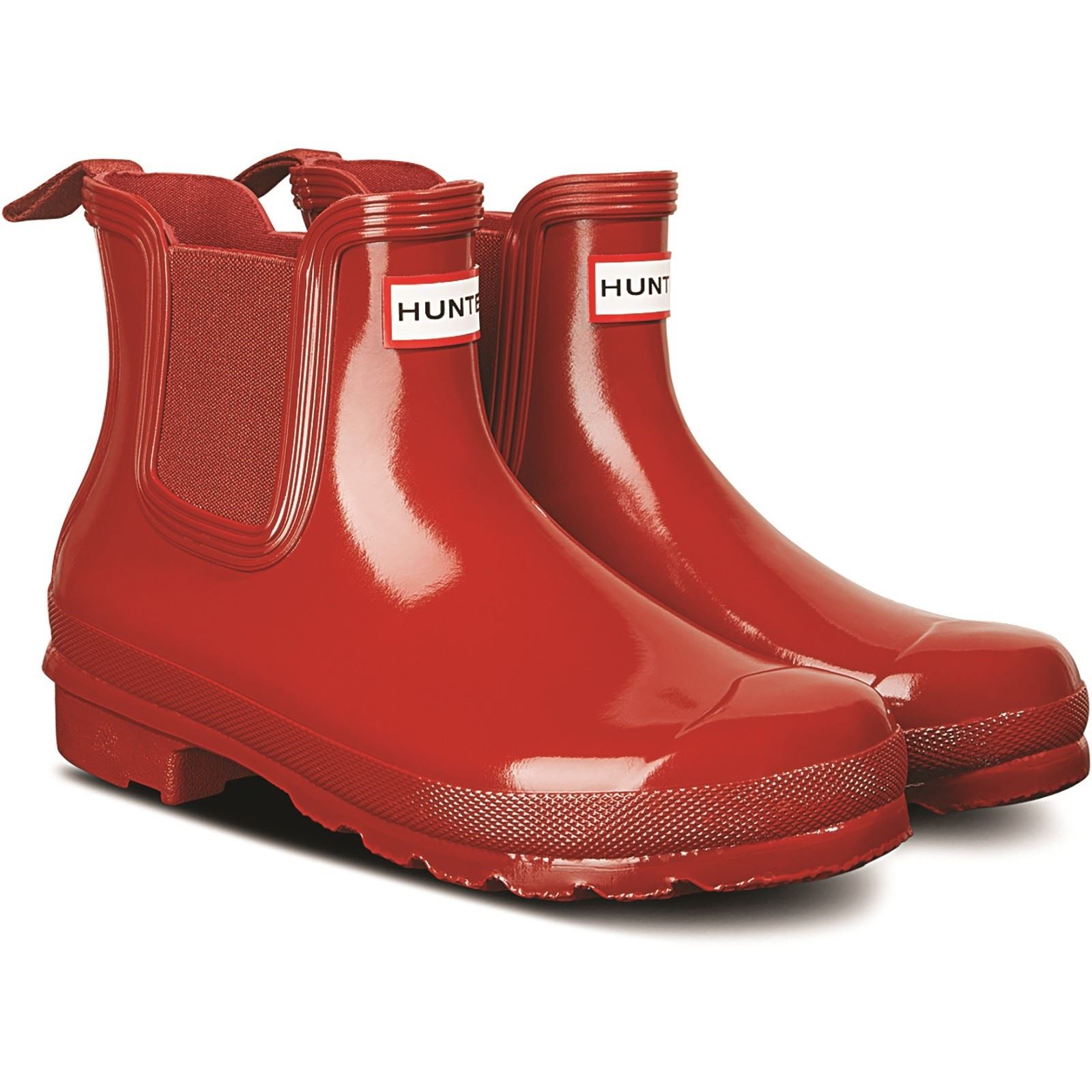 Hunter Original Chelsea Gloss Rubber WoMens Military Red Wellington Boots – Size UK 4