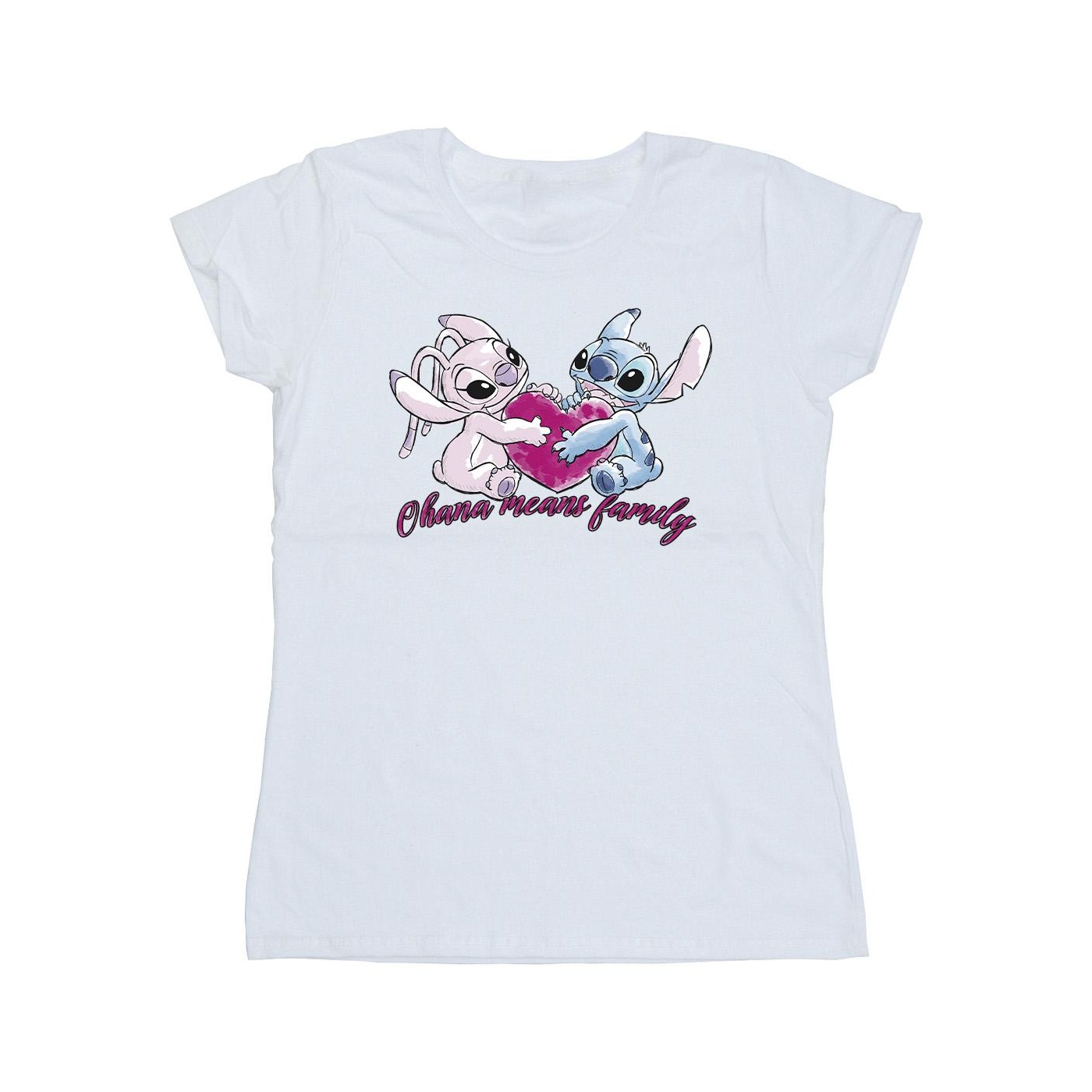 Disney - "Lilo And Stitch Ohana Heart With Angel" T-Shirt für Damen (Weiß)