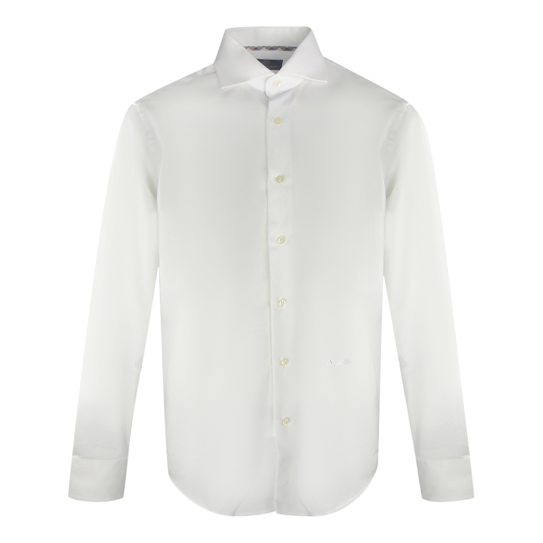 Thumbnail - Aquascutum Plain Langarm-Hemd in Weiss mit Markenlogo