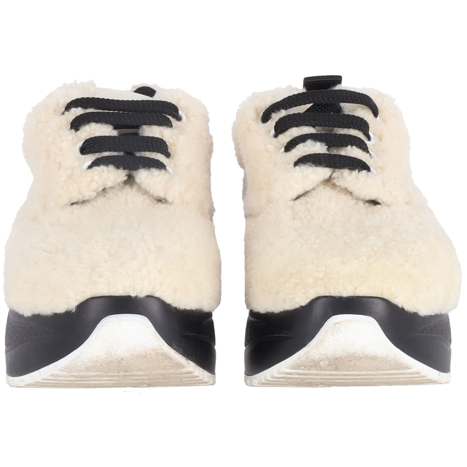Celine Pre-owned Celine Leverans Shearling Plattform Sneakers i Krämfärgad Ull dam – bild 2