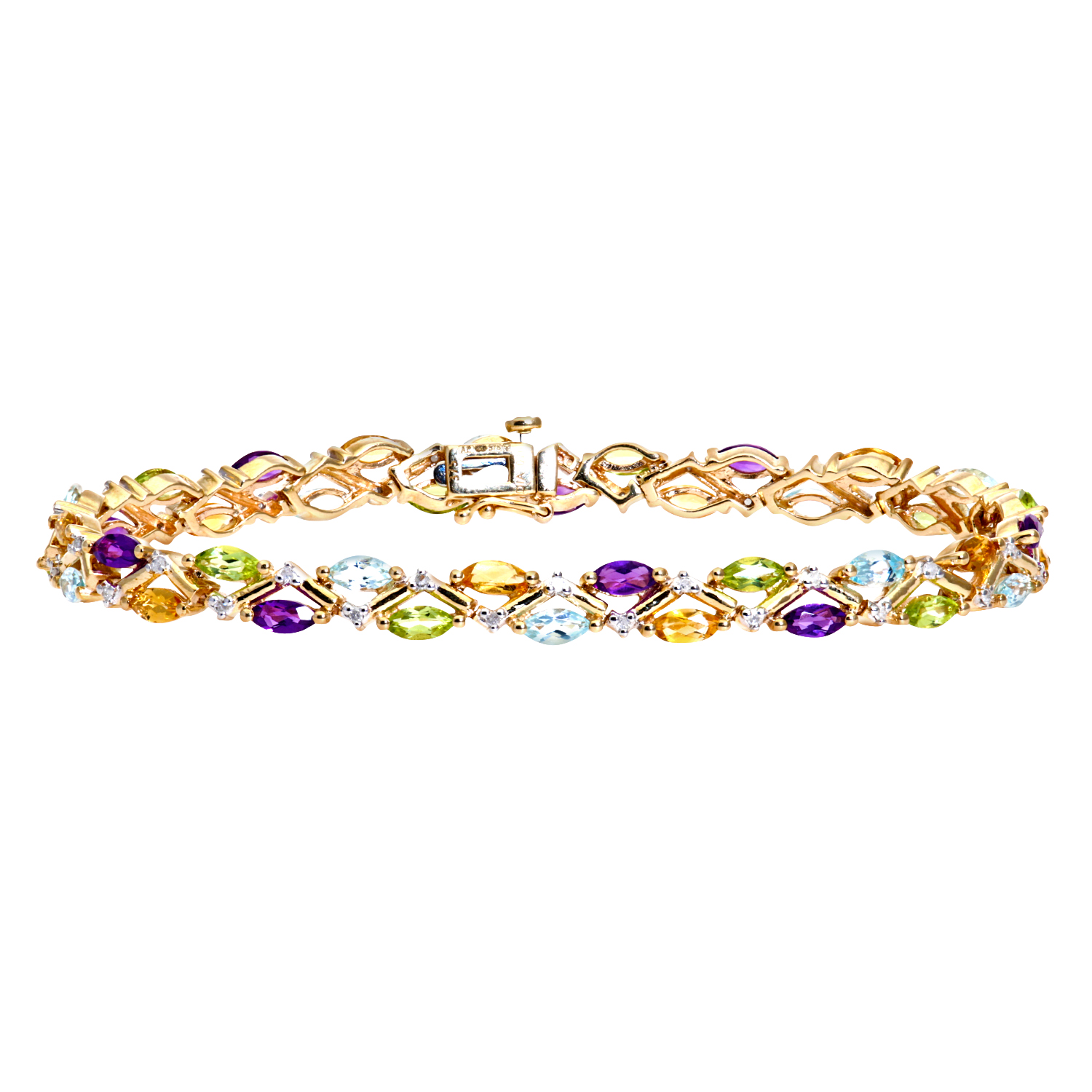 Diamant L’Eternel Womens 9ct Yellow Gold Multi Stone Ladies Bracelet – One Size