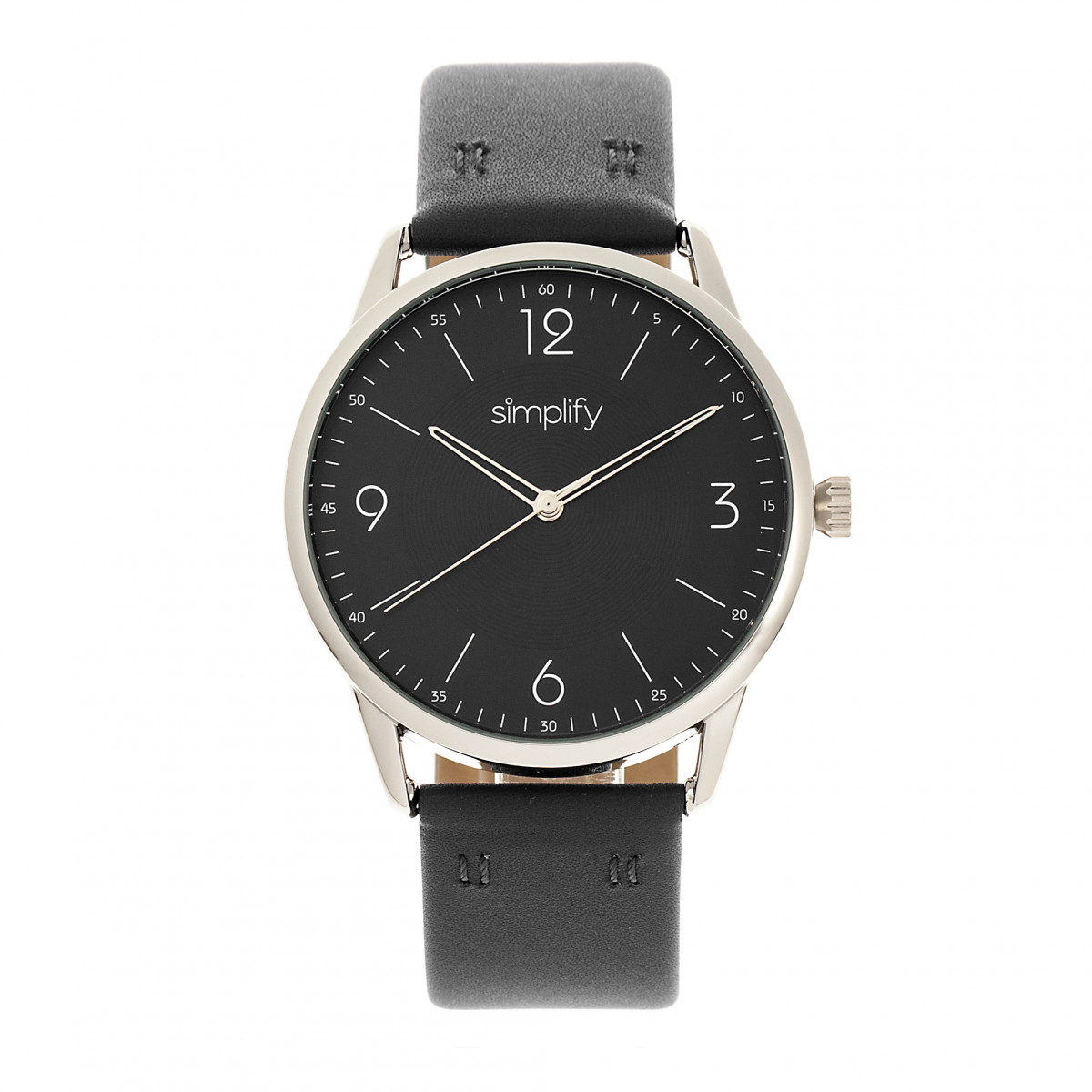 Simplify Unisex The 6300 Leather-Band Watch - Black Stainless Steel - One Size