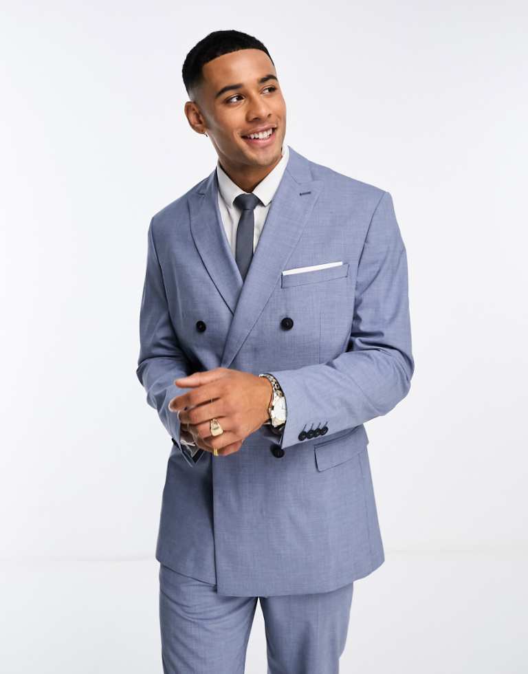 Selected Homme Mens double breasted suit jacket in blue - Navy - Size EU 48 (Mens)