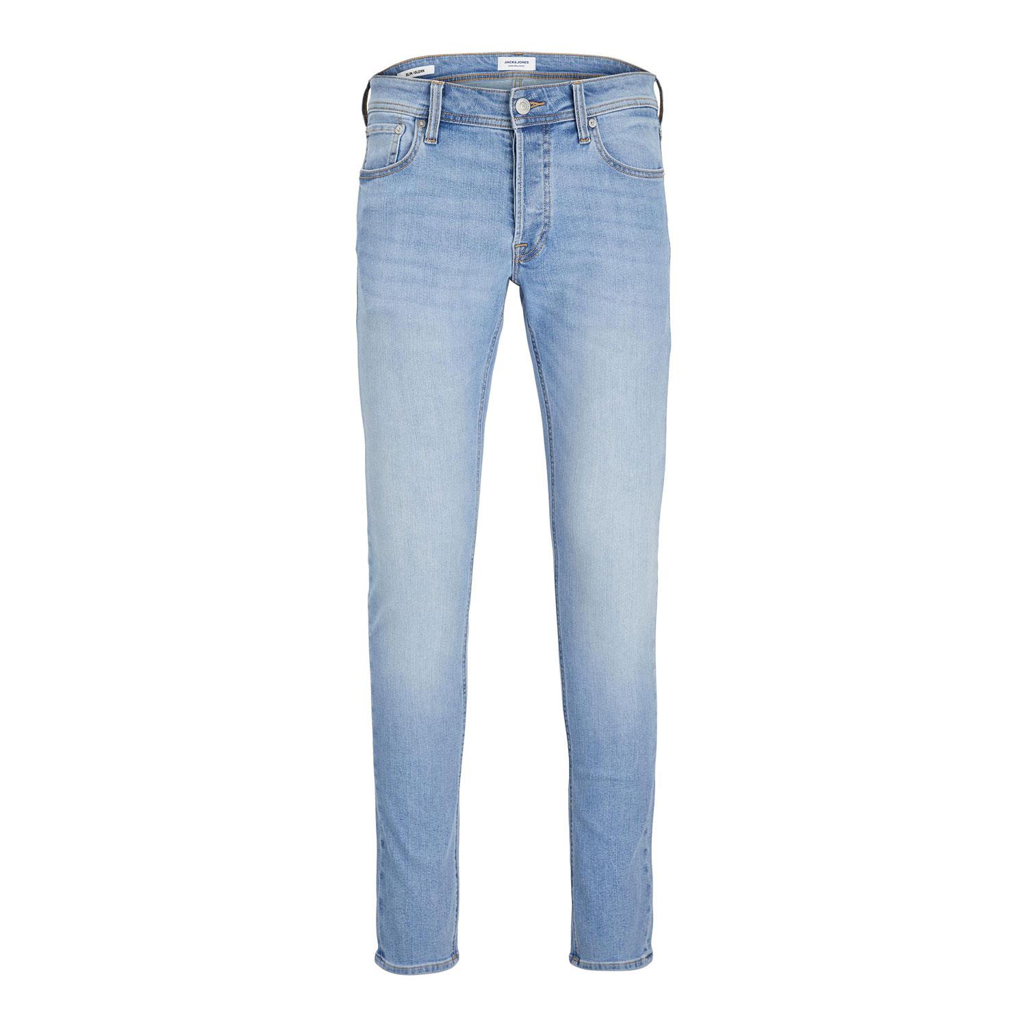 Jack & Jones Mens 330 Glenn Original Slim Fit & Low Rise Denim Jeans for Men - Blue Cotton - Size 28W/32L