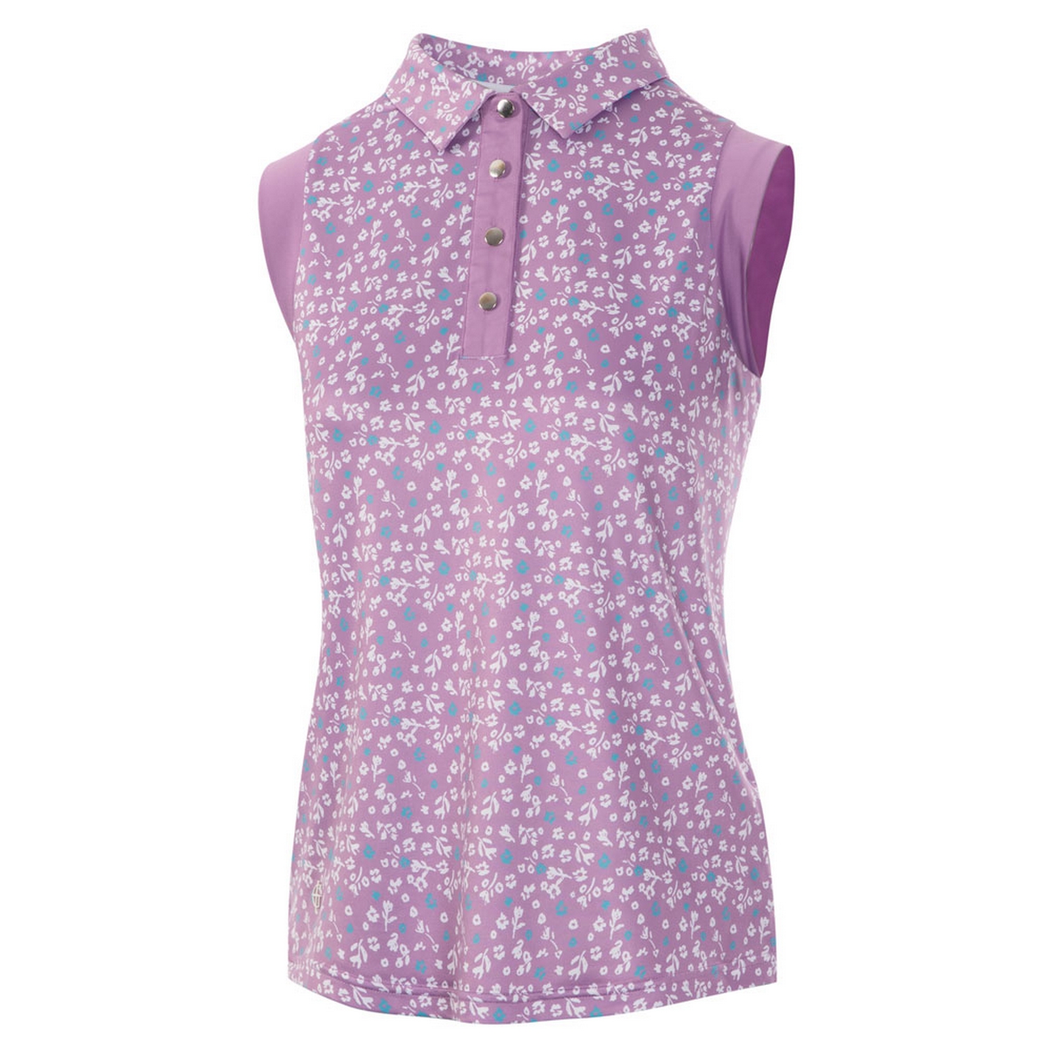 Island Green Womens/Ladies Floral Sleeveless Golf Polo Shirt (Purple/White) - Size Medium