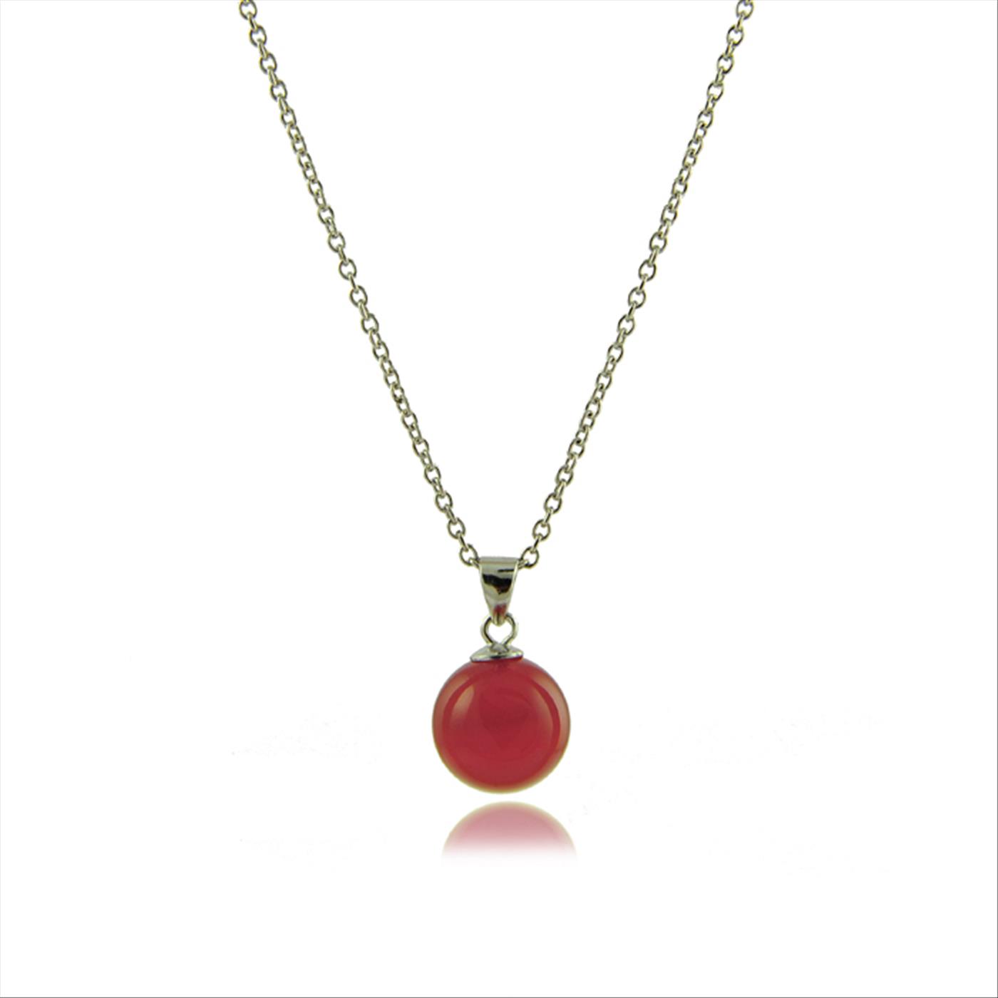 Thumbnail - Luxenter-Halskette, 925er Sterlingsilber und roter Achat, rhodiniert