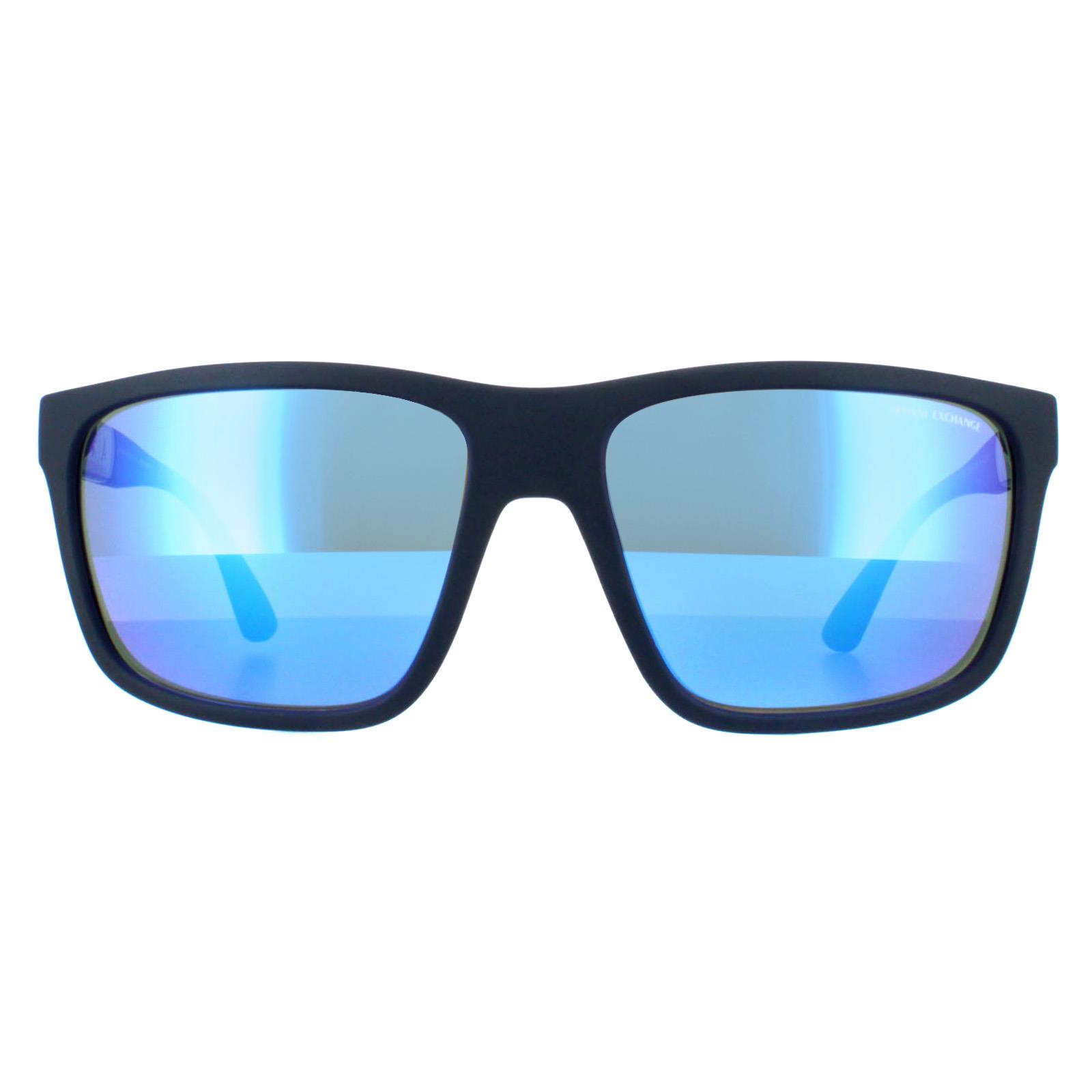 Armani Exchange Rectangular Mens Matte Blue Green Mirror Light AX4121S - One Size