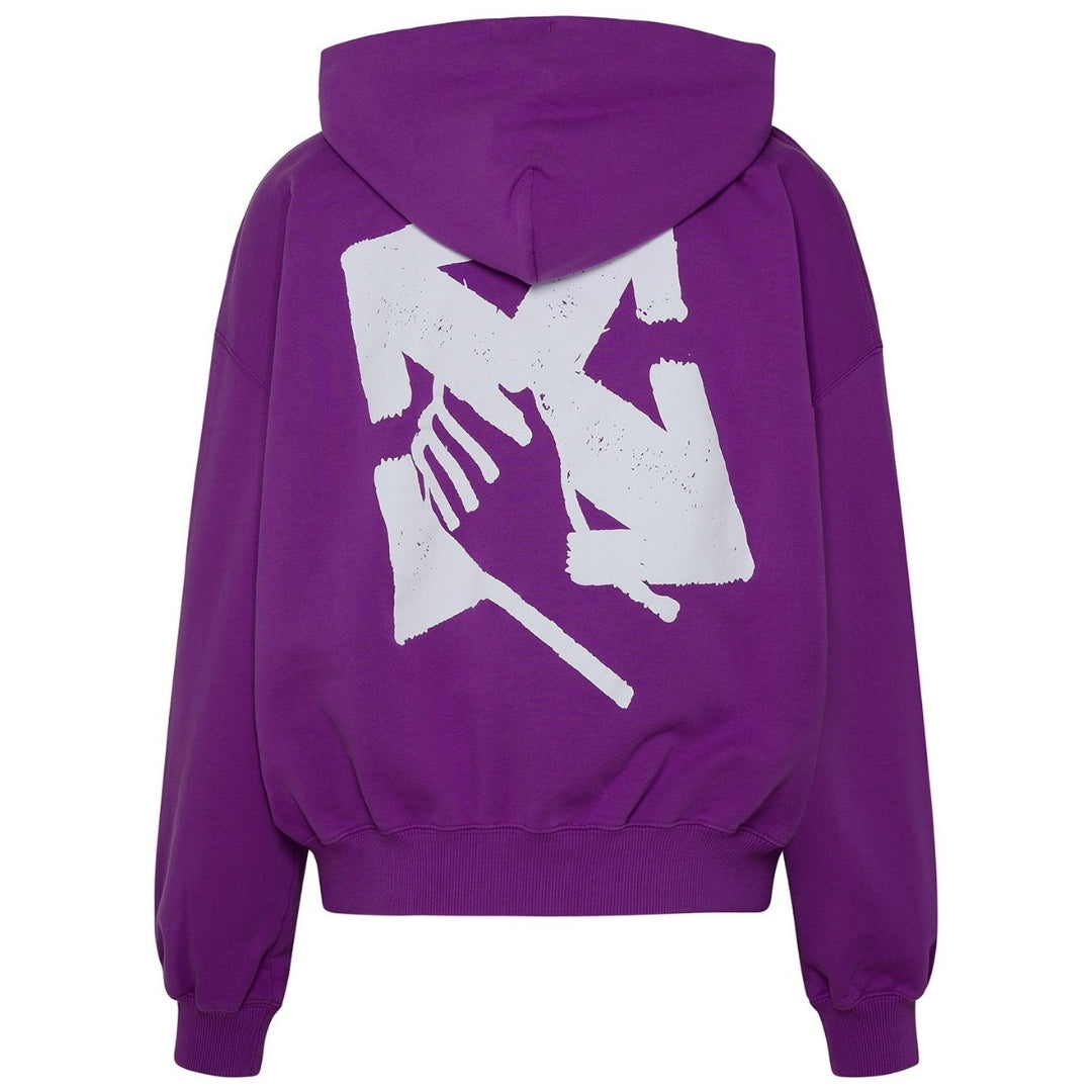 Hand Arrow Design Boxy Fit Purple Oversized Hoodie 2