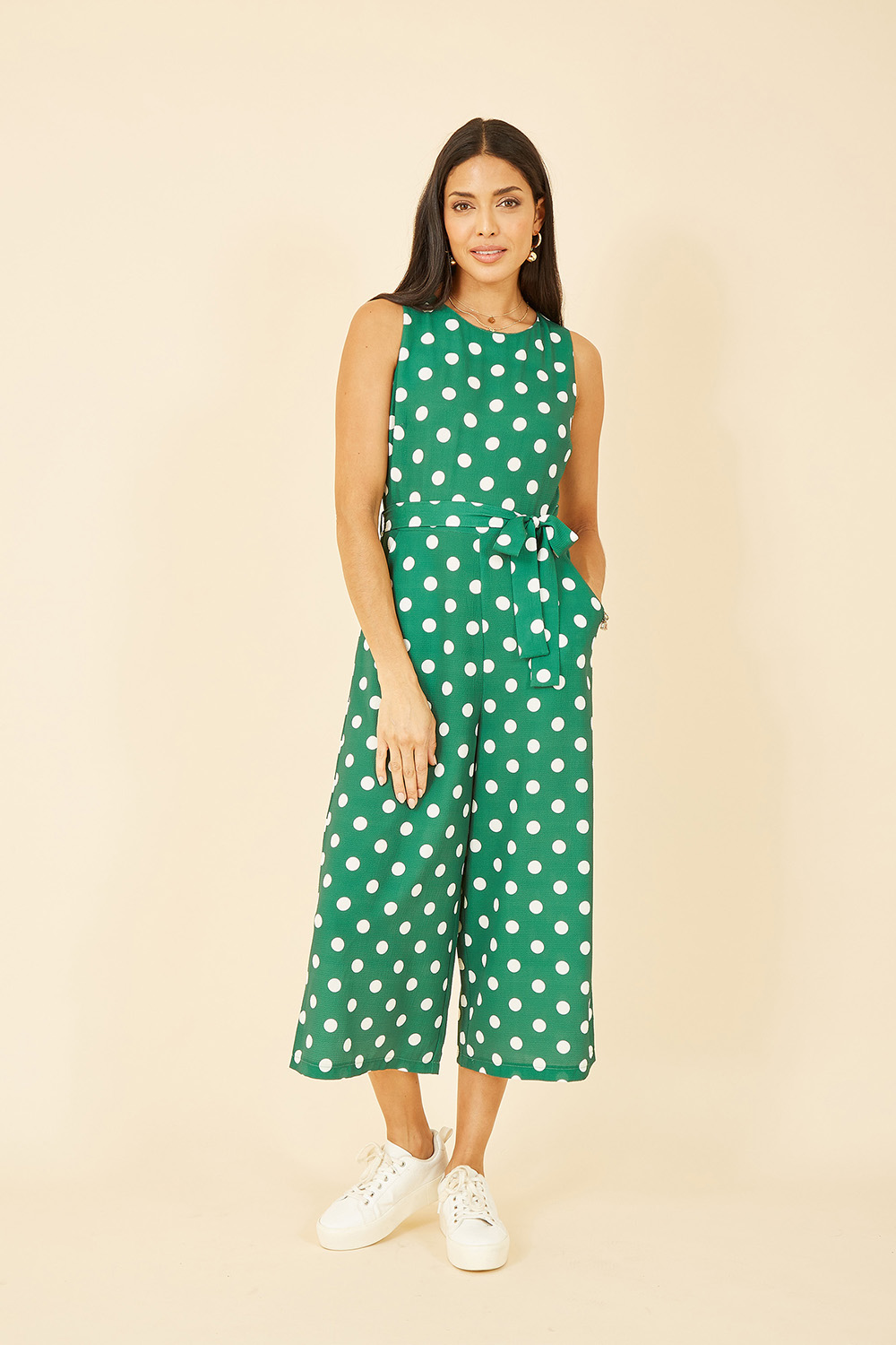 Mela London Womens Green Polka Dot Culotte Jumpsuit - Size 20 UK