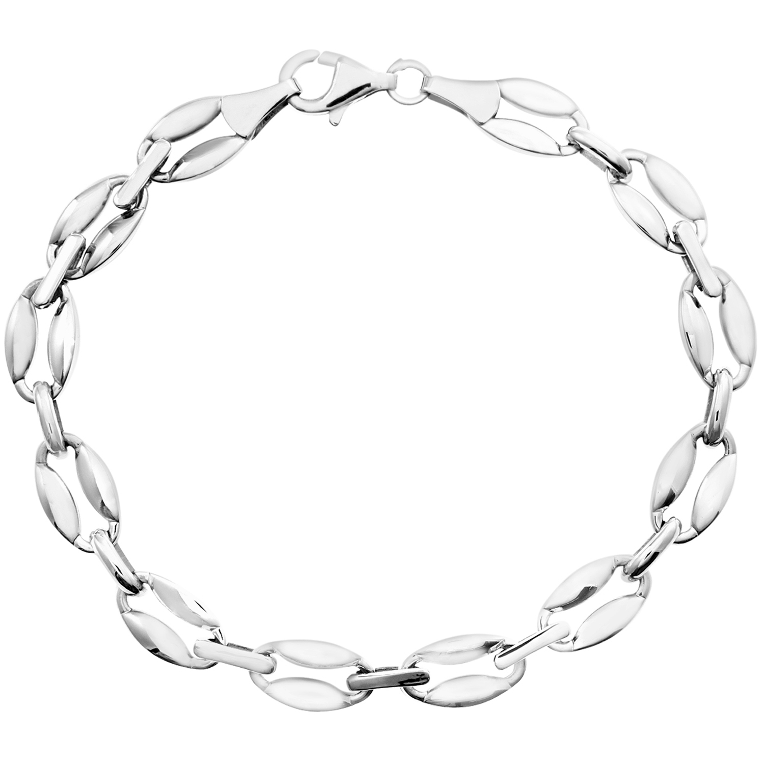 Diamant L’Eternel Womens 9ct White Gold Embossed Oval Link Bracelet of Length 19.5cm – One Size
