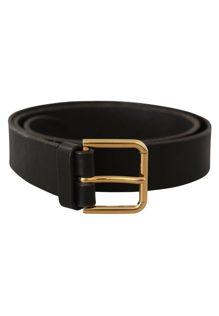 Dolce & Gabbana Mens Brown Gold Metal Logo Buckle Calf Leather Belt - Size 95 cm