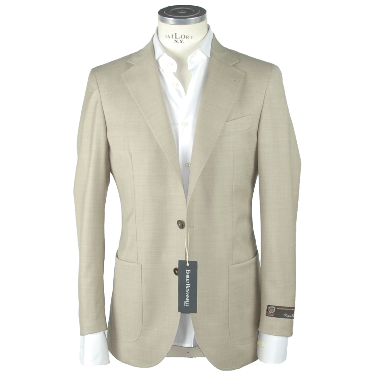 Emilio Romanelli Herren Blazer aus beiger Schurwolle