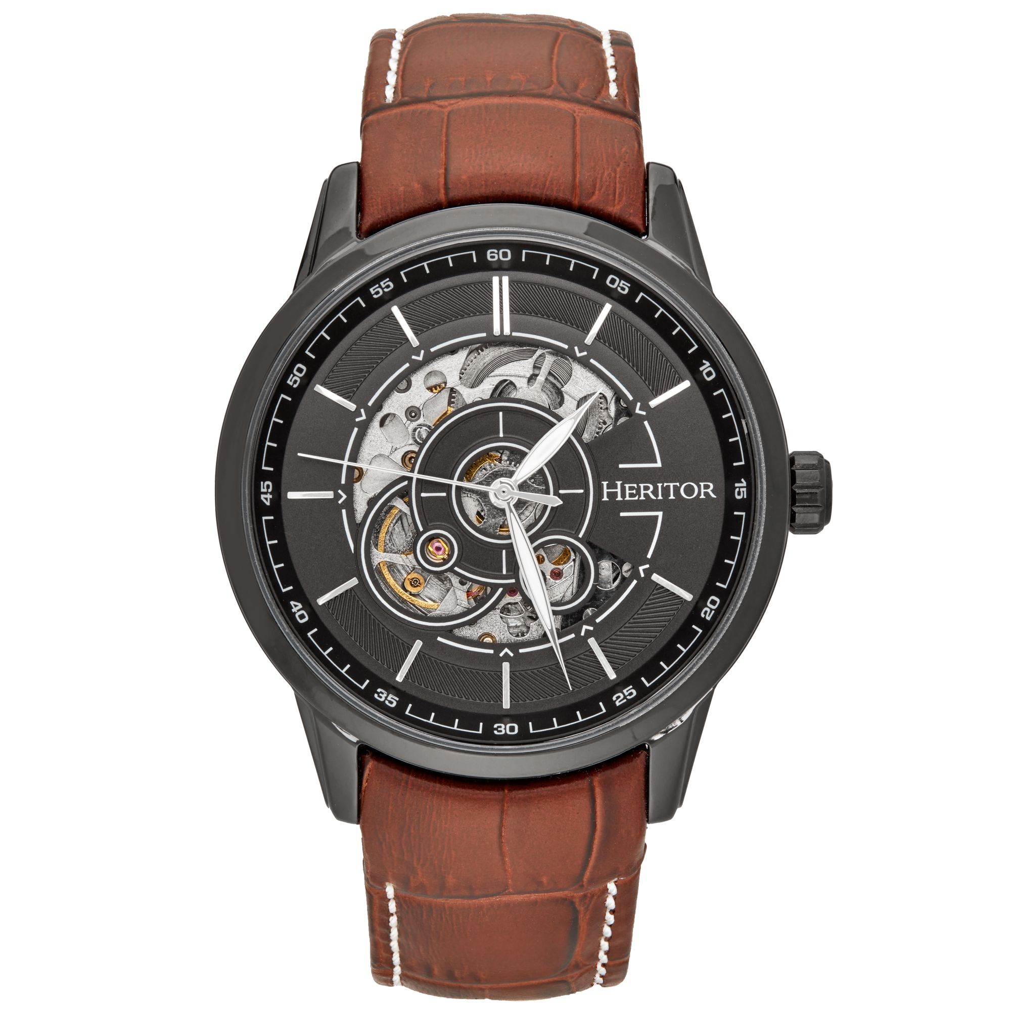 Thumbnail - Heritor Automatik Davies Semi-Skelett Lederbanduhr