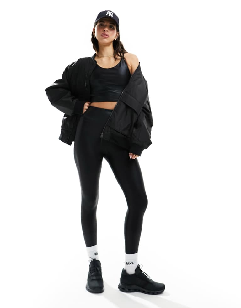 ASOS EDITION Womens 4505 7/8 legging in animal gloss-Black - Size 6 UK