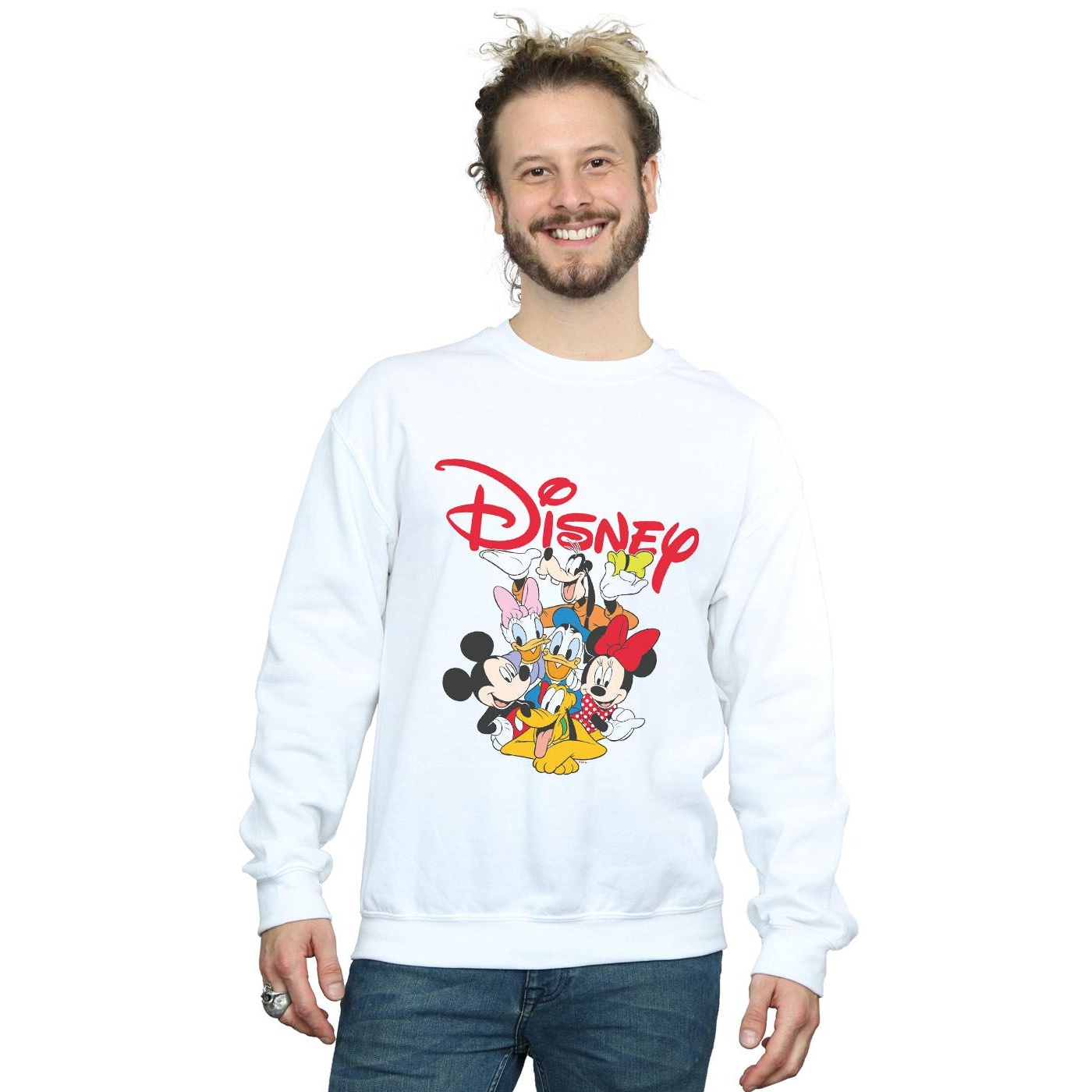Disney Mens Mickey Mouse Crew Sweatshirt (White) herr – bild 2