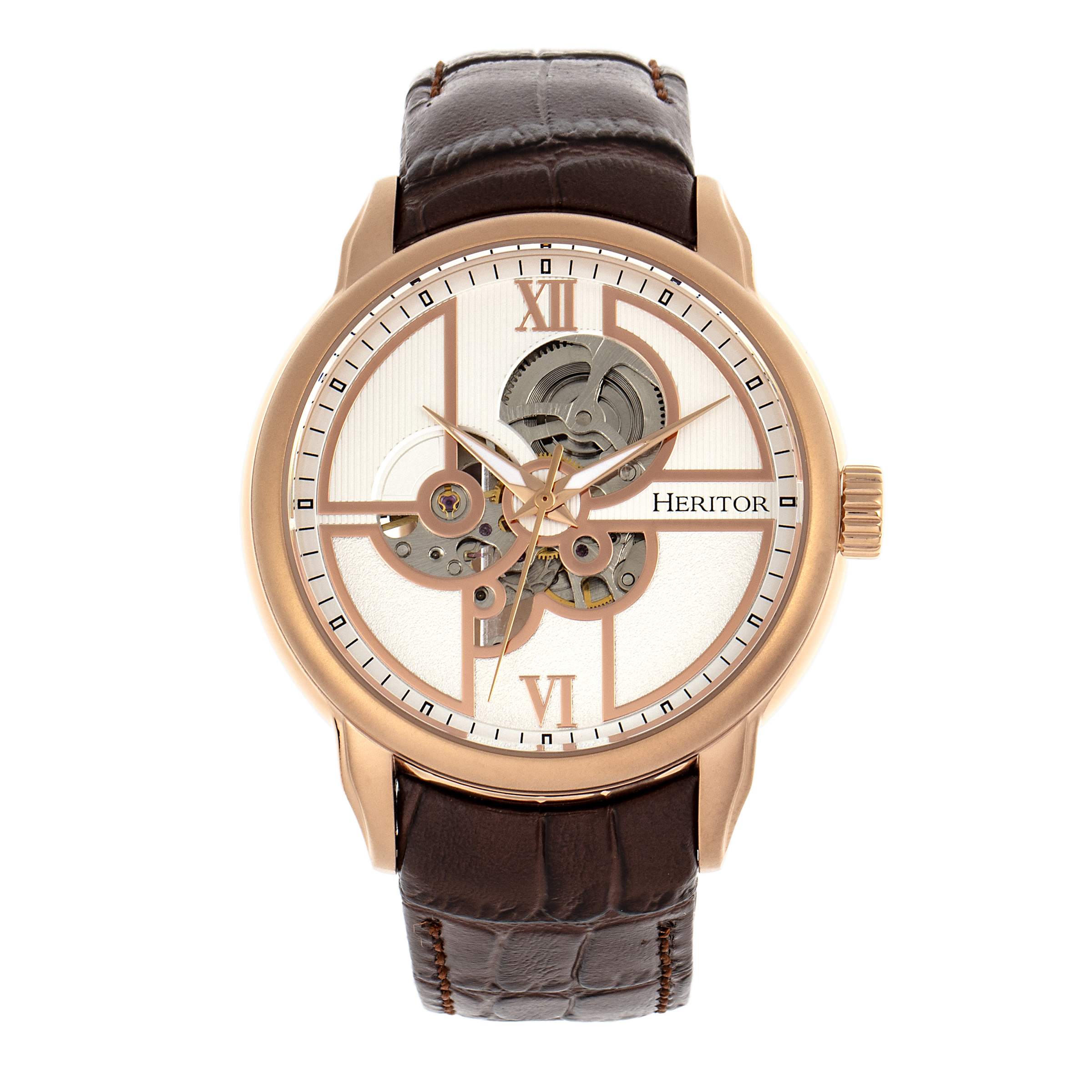 Thumbnail - Heritor Automatik Sanford Semi-Skelett Lederbanduhr