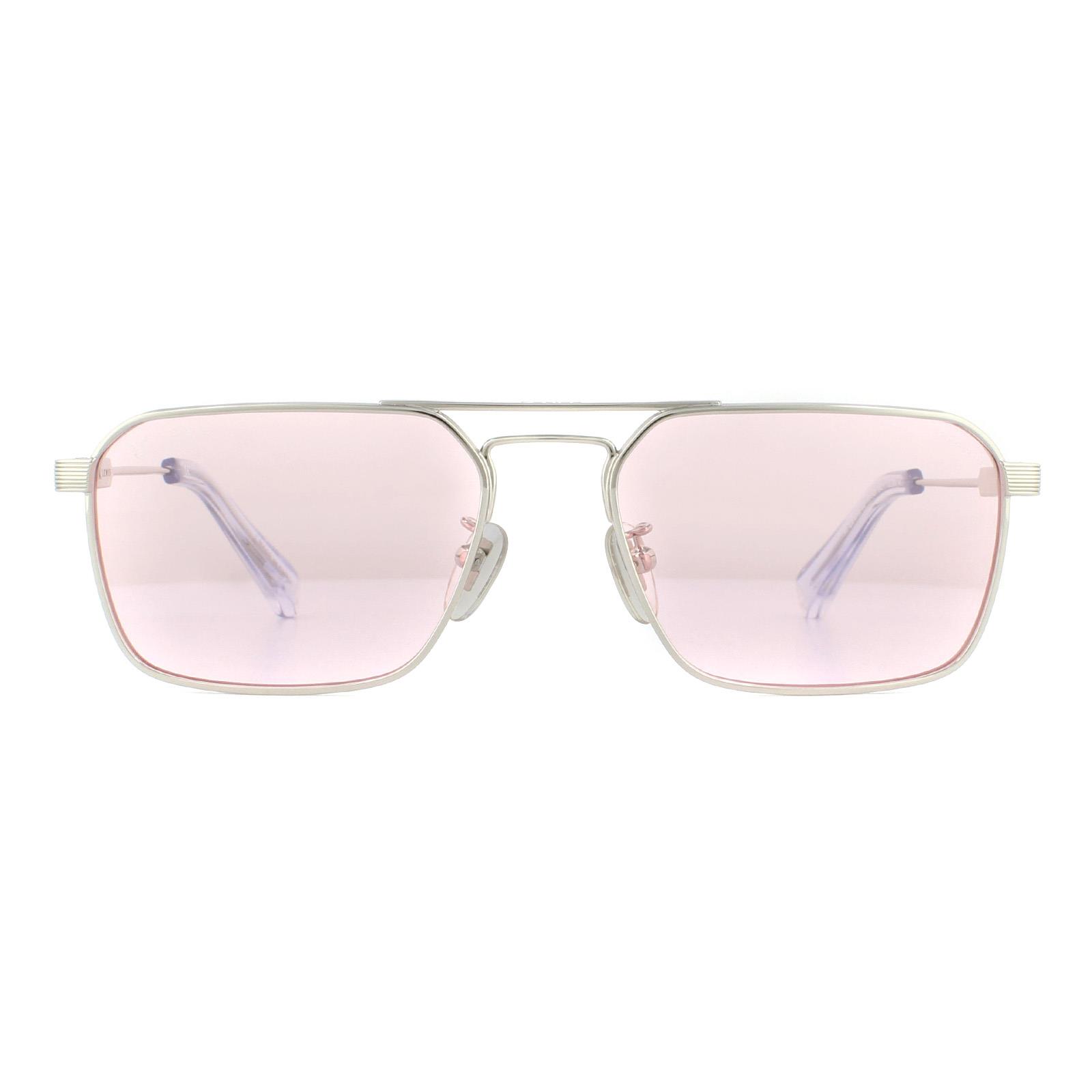 Thumbnail - Police Rectangle Mens Shiny Palladium Pink Sunglasses