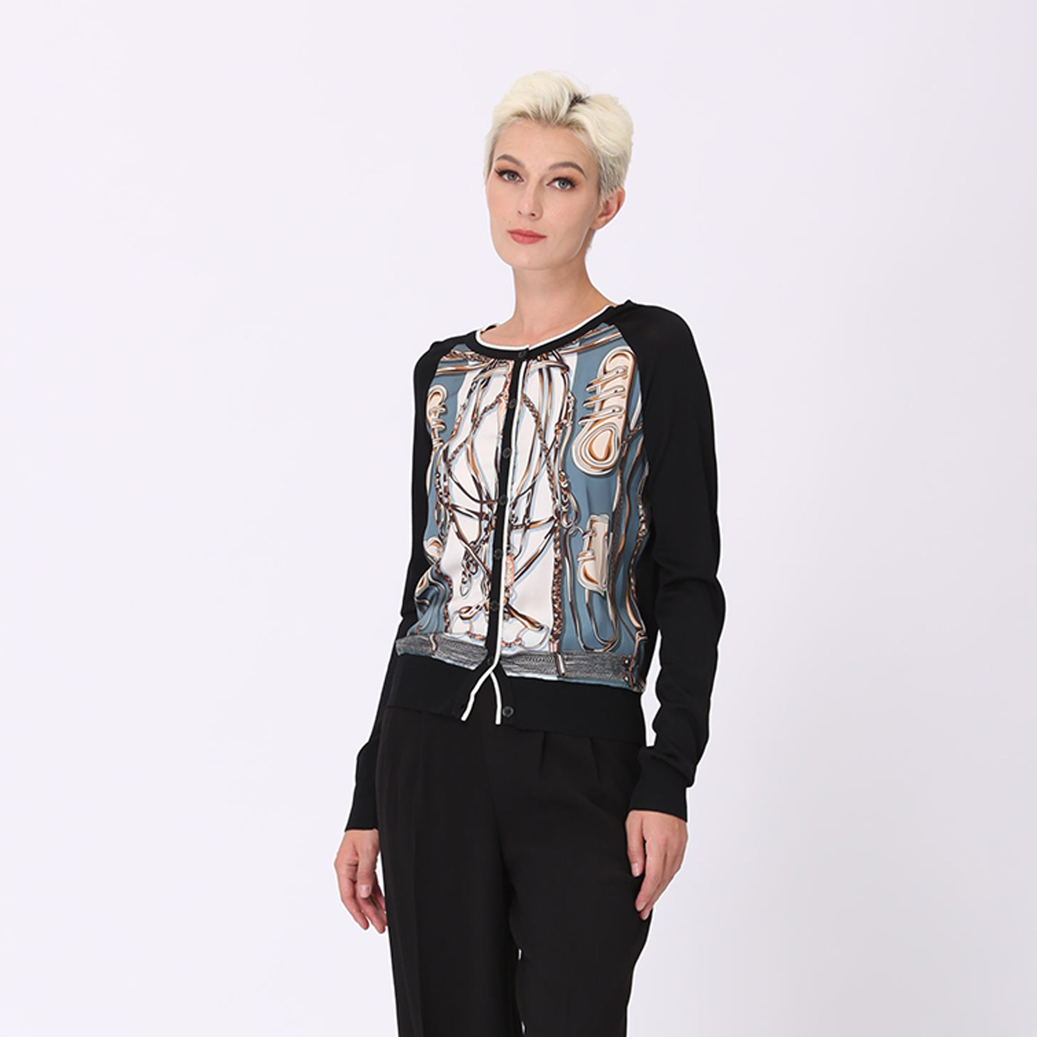 Cardigan med tryck framtill