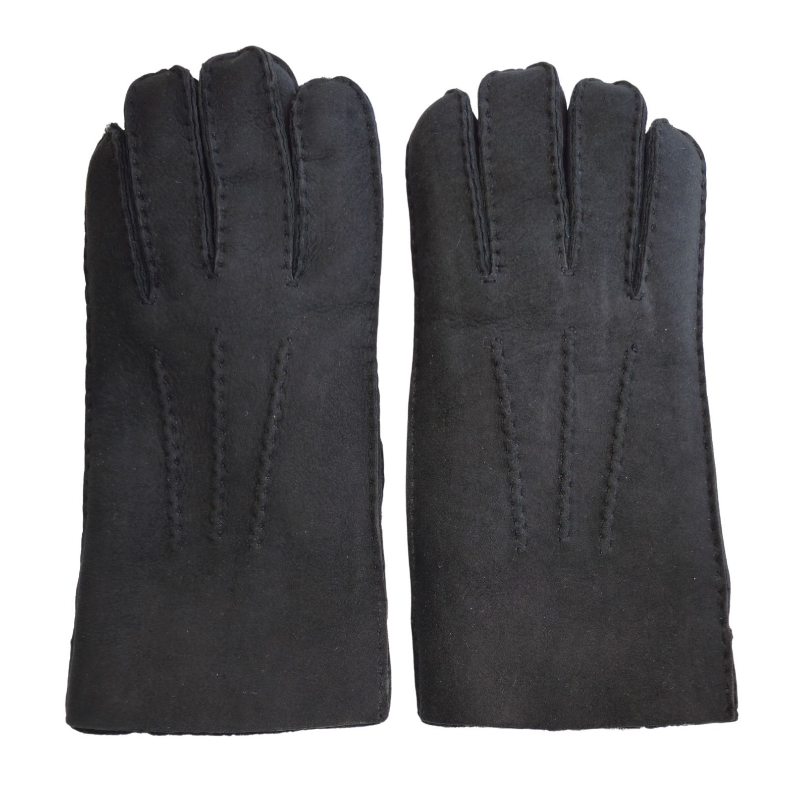 Infinity Leather Mens Black Luxury Sheepskin Suede Gloves - Size Large